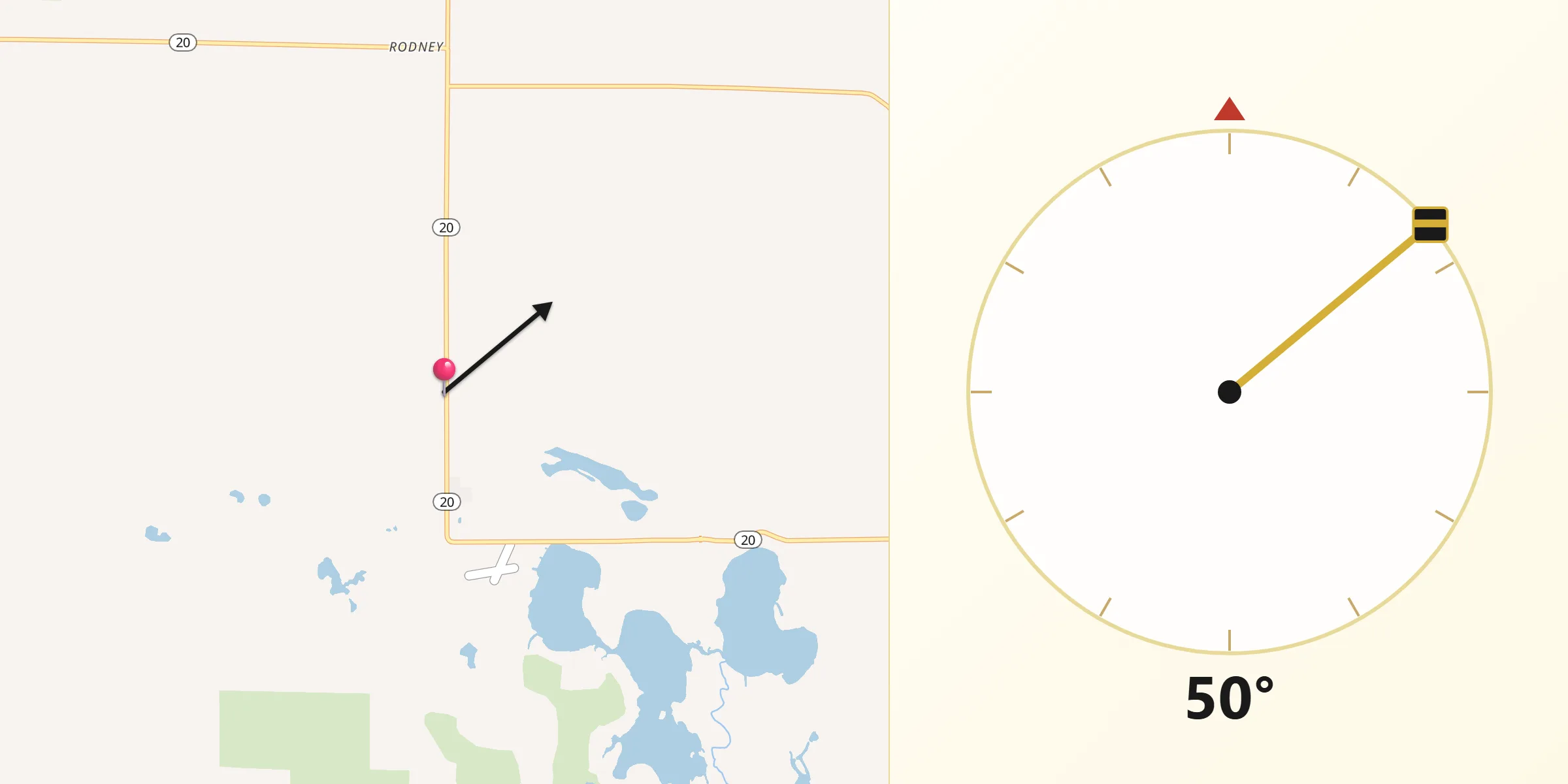 Qibla Direction from Mecosta