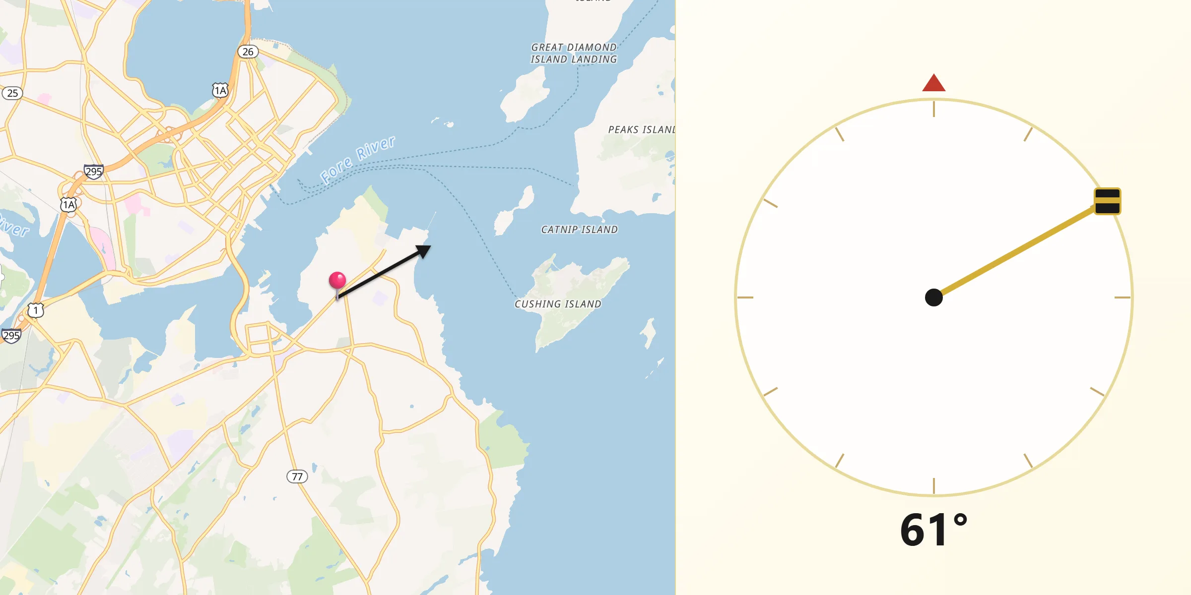 Qibla Direction from South Portland