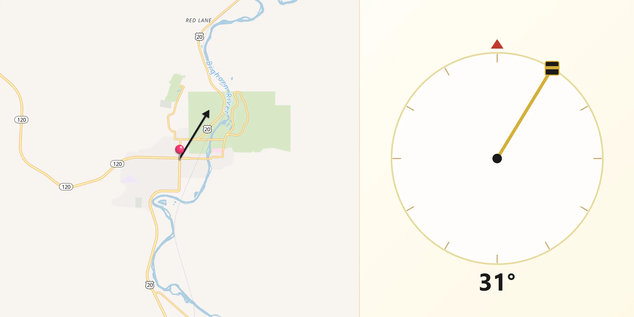 Qibla Direction from Thermopolis