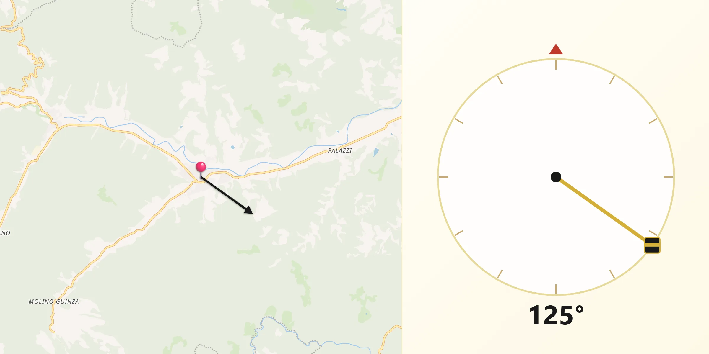 Direzione della Qibla da Mercatello sul Metauro