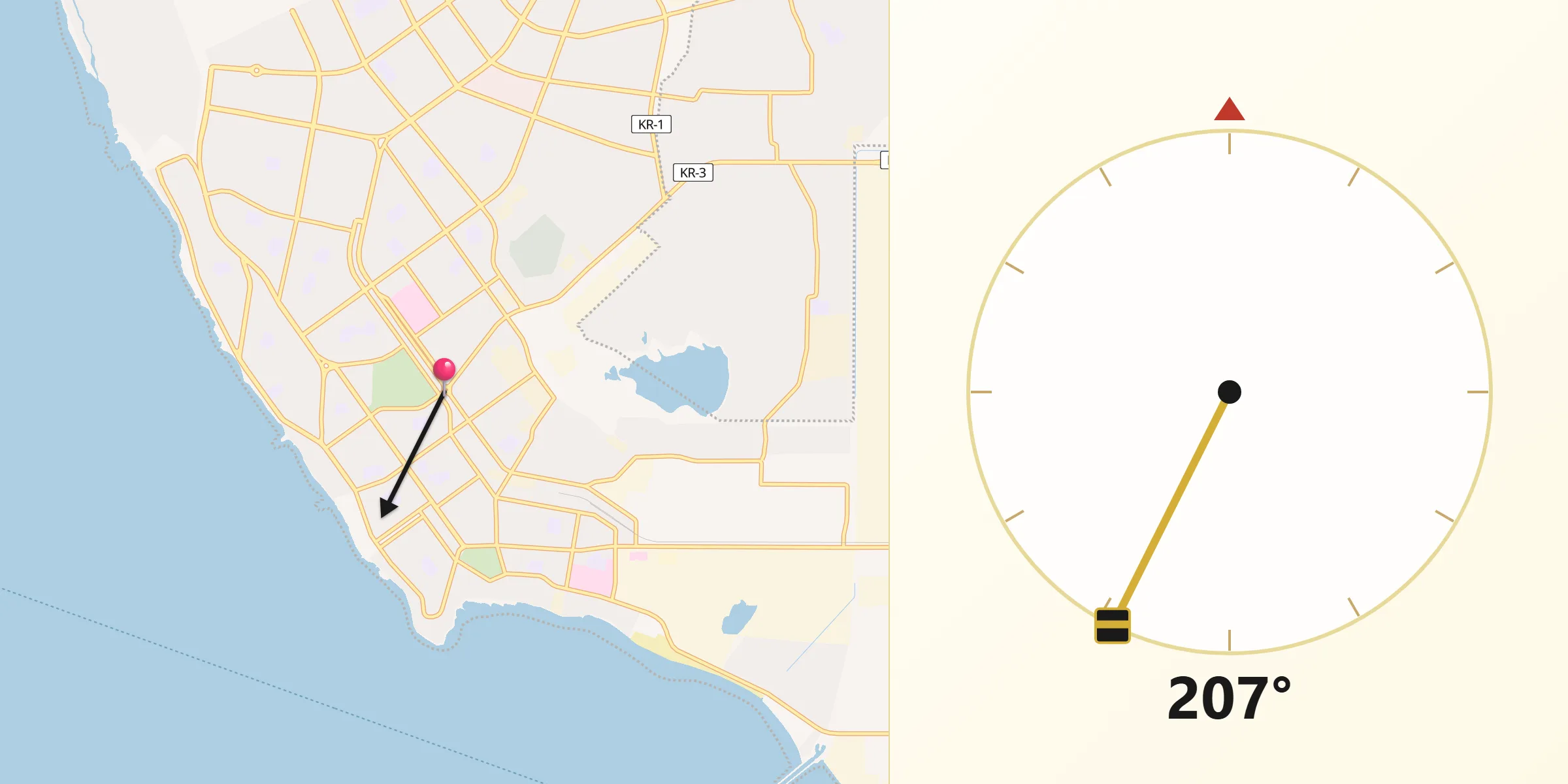 Direction vers la Qibla depuis Aktaou