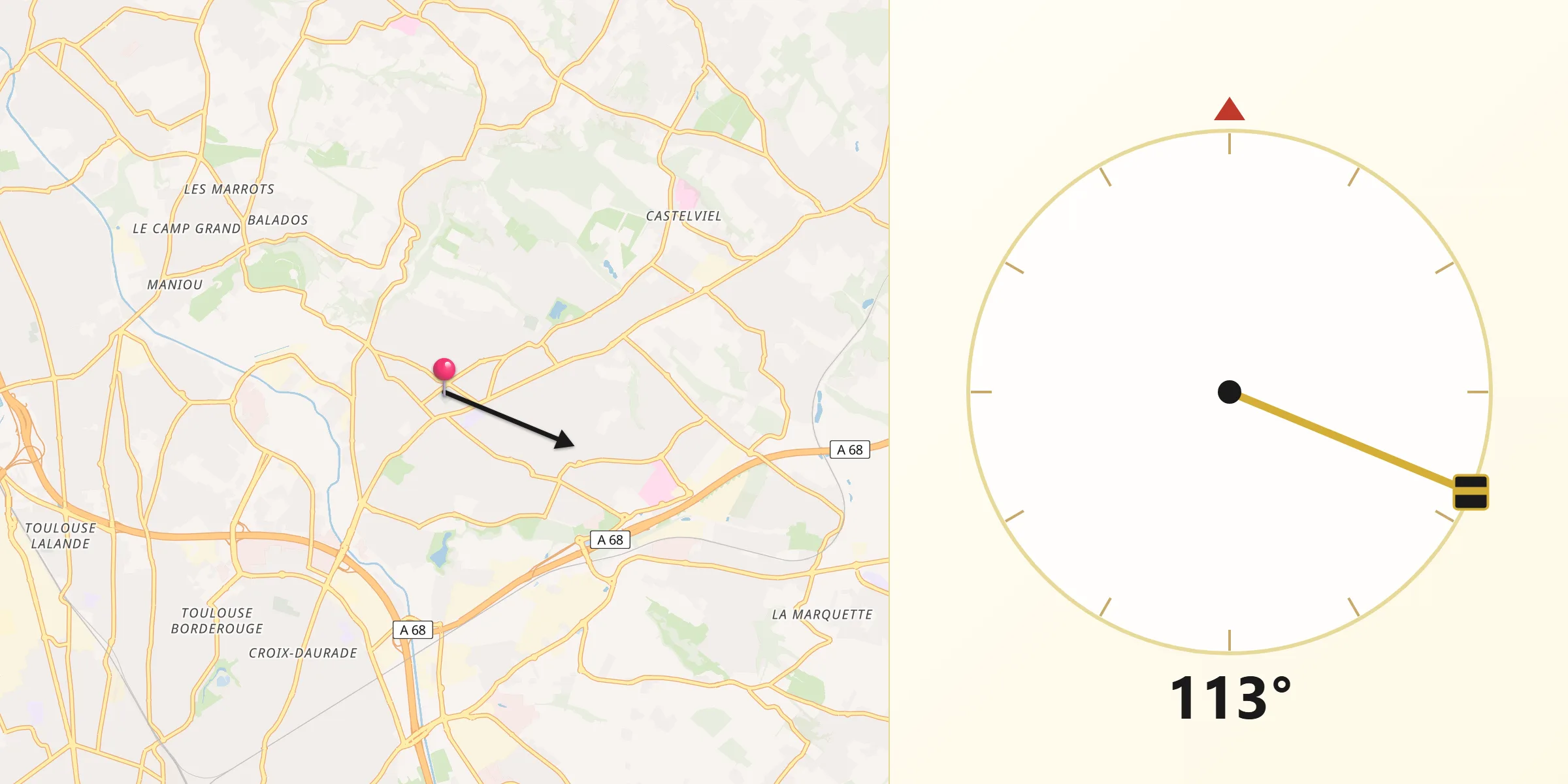Direction vers la Qibla depuis L'Union