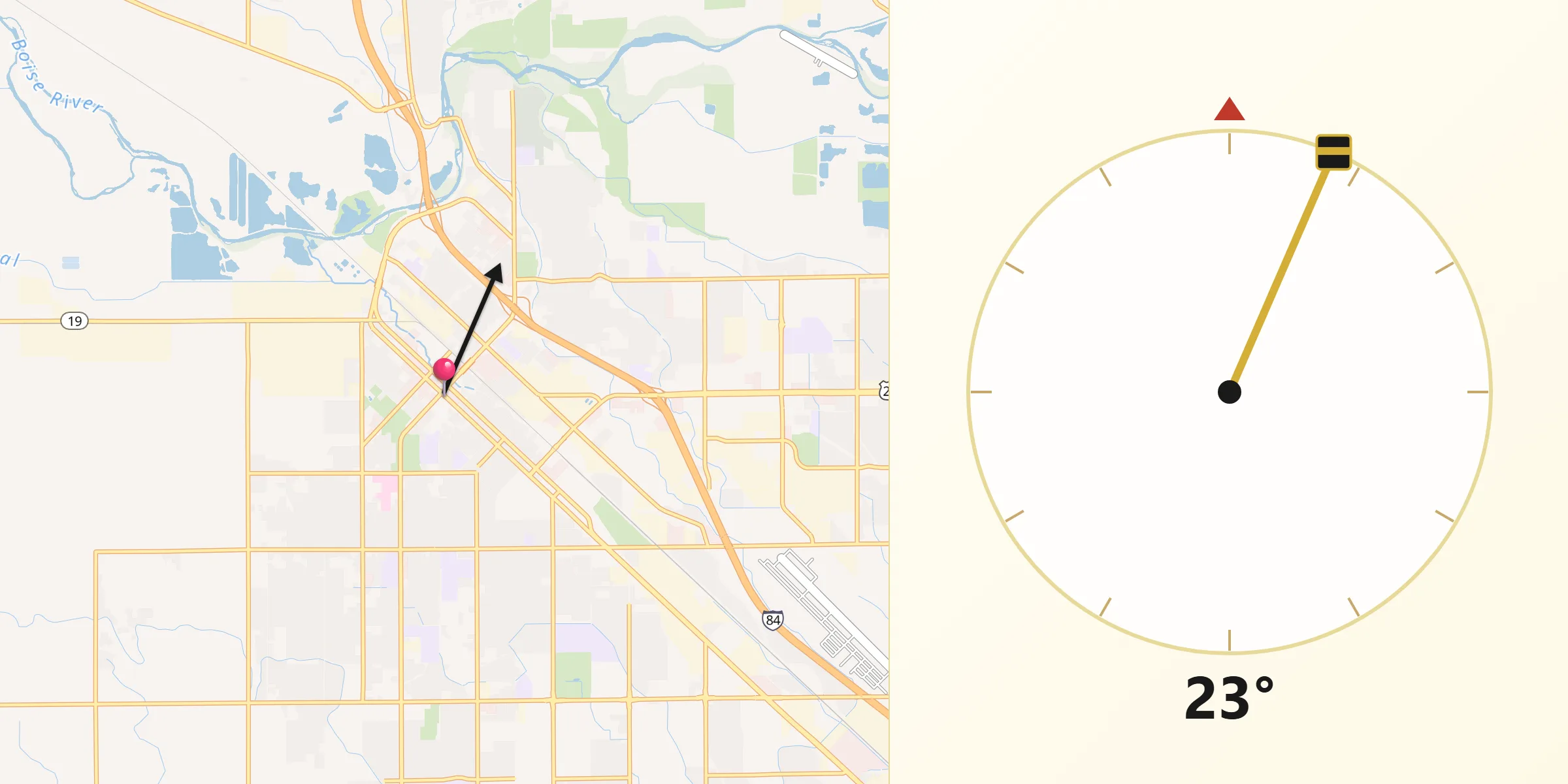 Qibla Direction from Caldwell