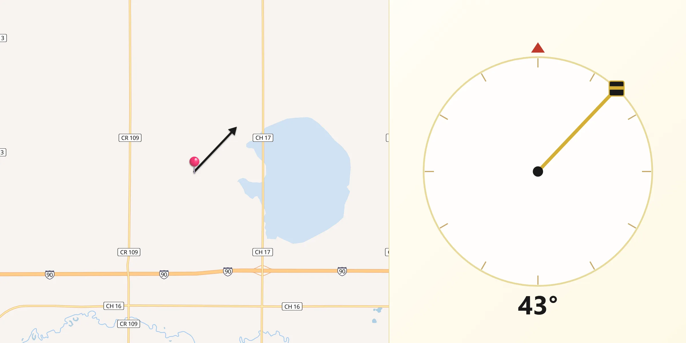 Qibla Direction from Faribault County