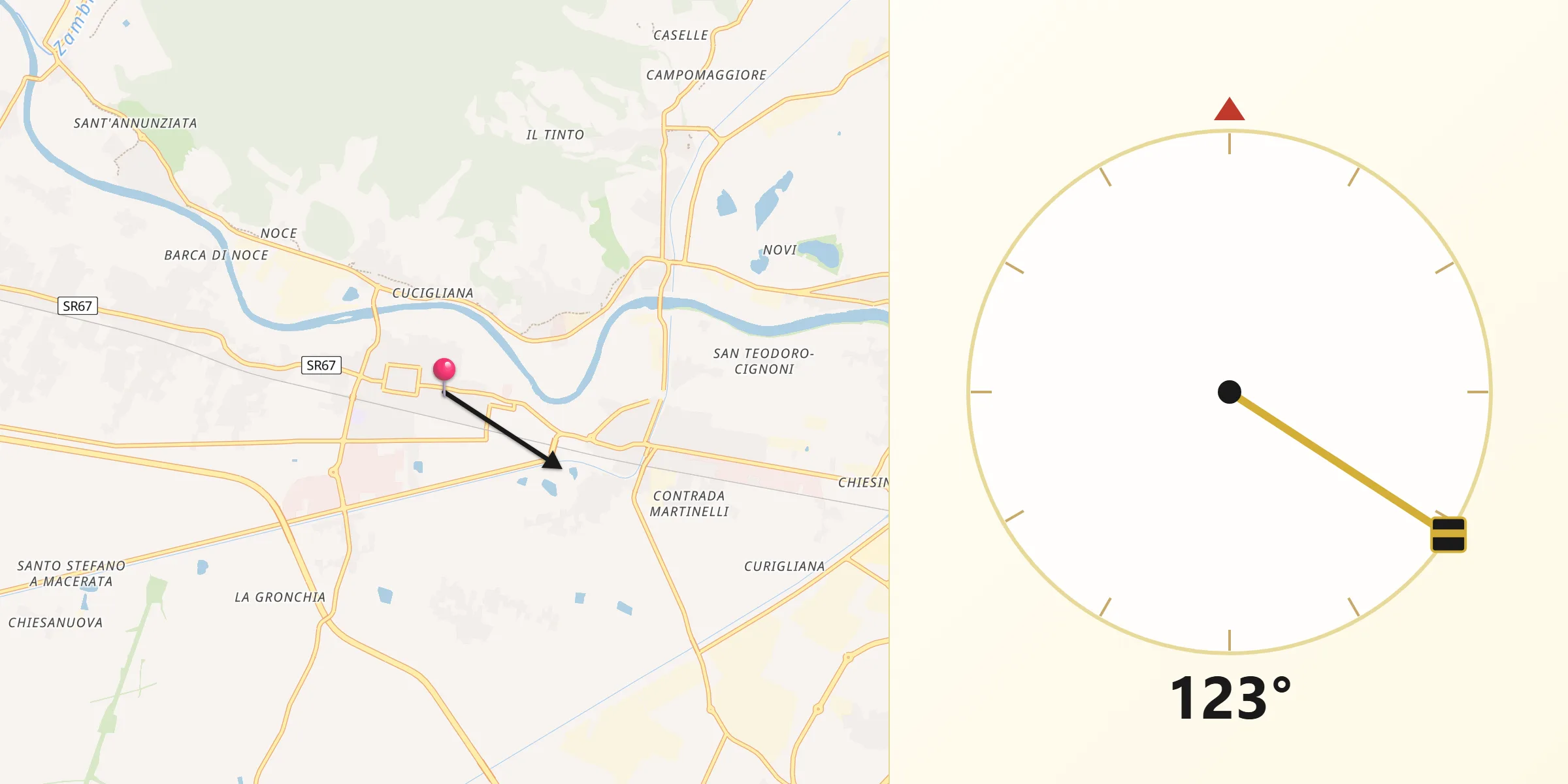 Direzione della Qibla da Cascina