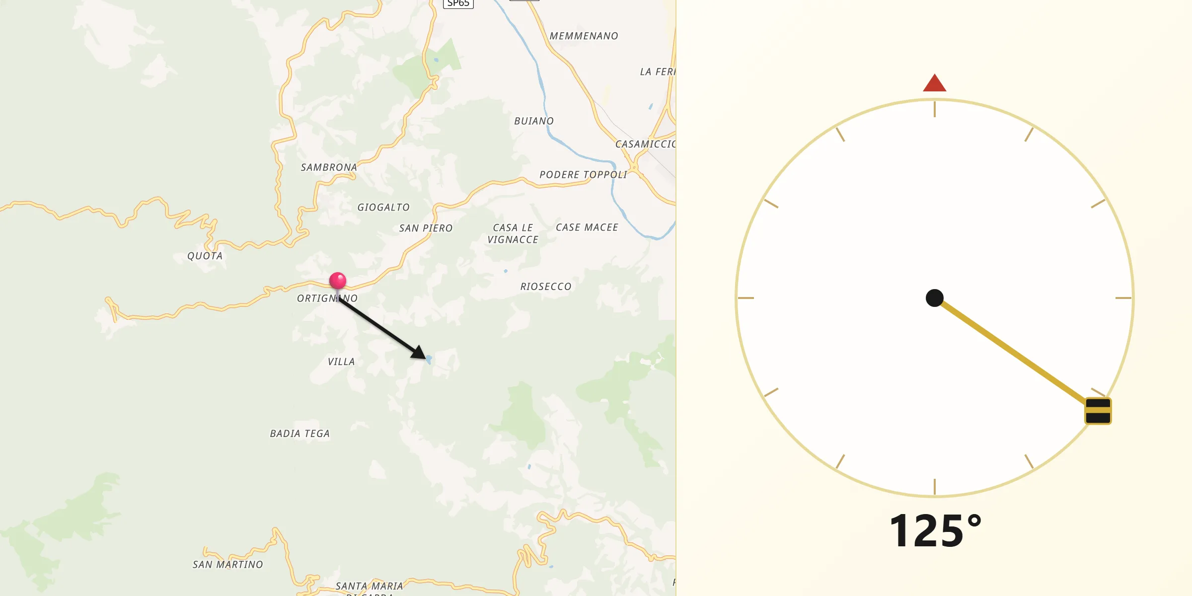 Direzione della Qibla da Ortignano Raggiolo