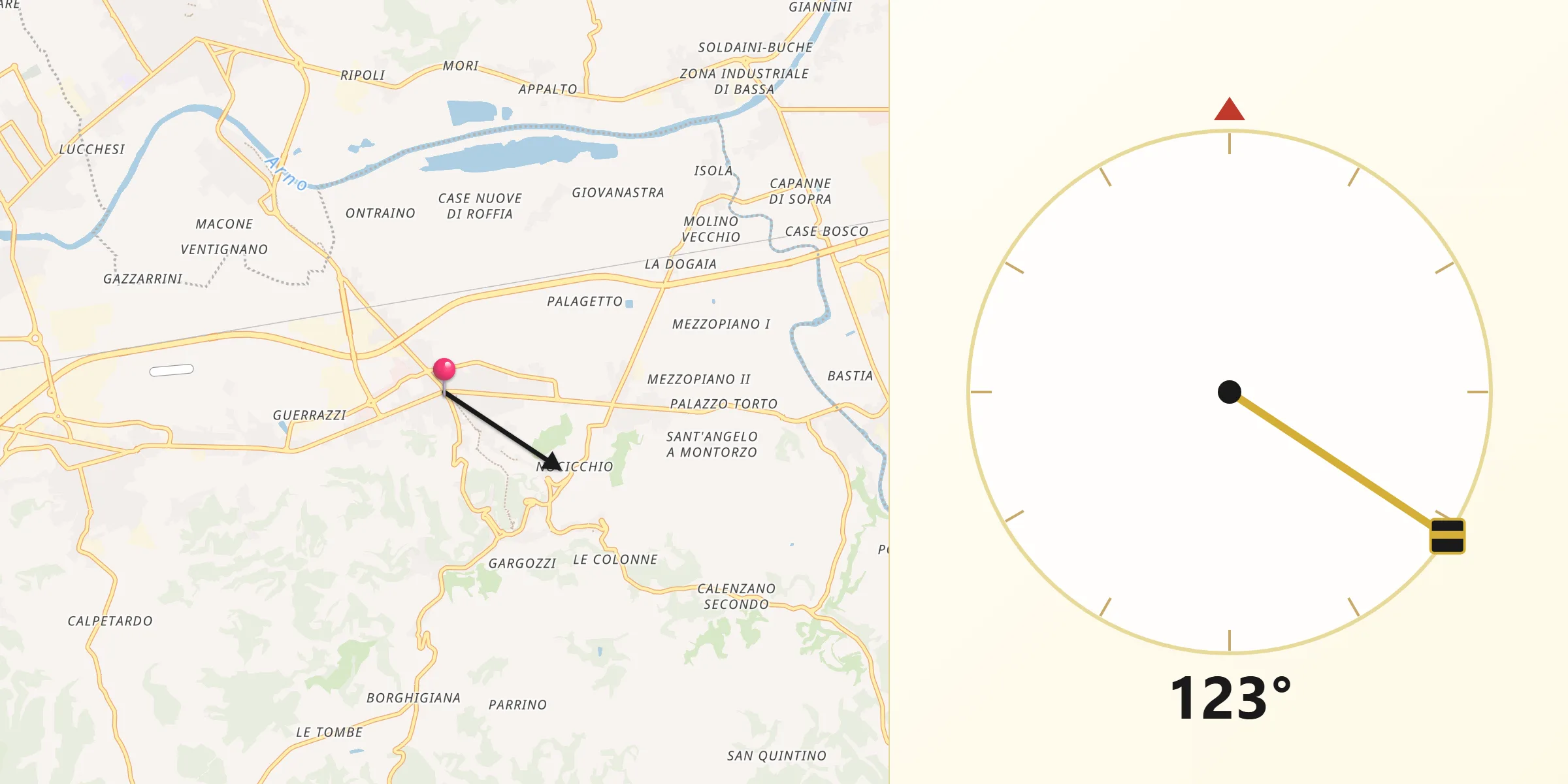 Direzione della Qibla da San Miniato Basso