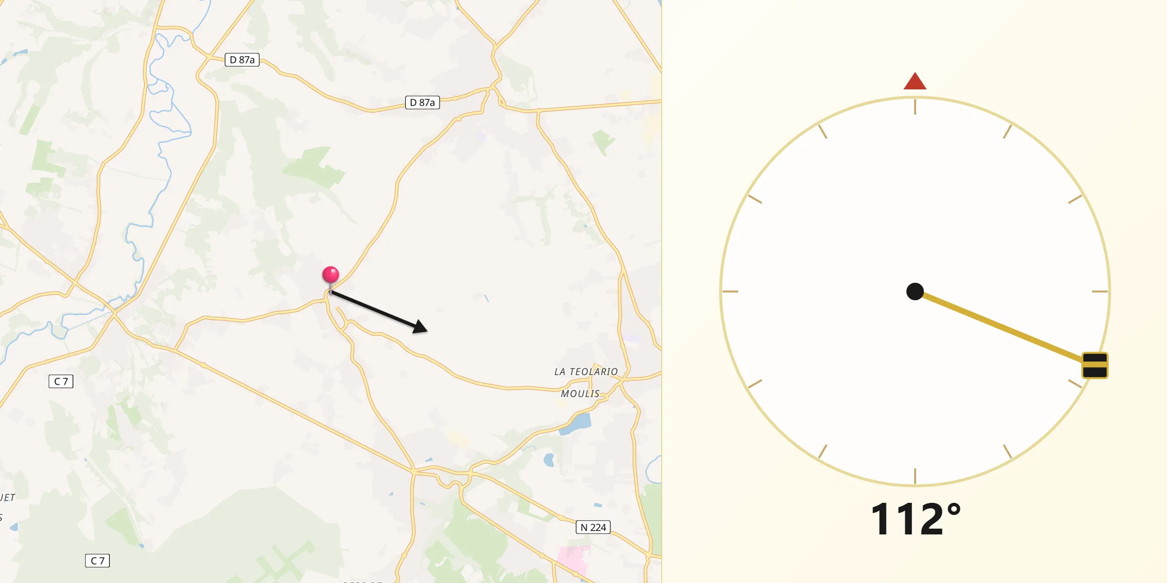 Direction vers la Qibla depuis Daux