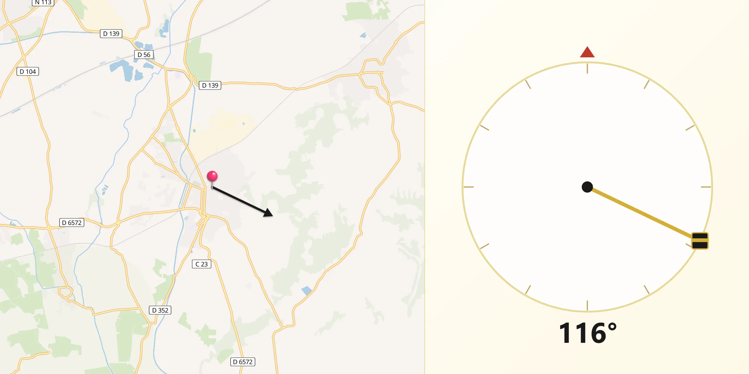 Direction vers la Qibla depuis Vauvert