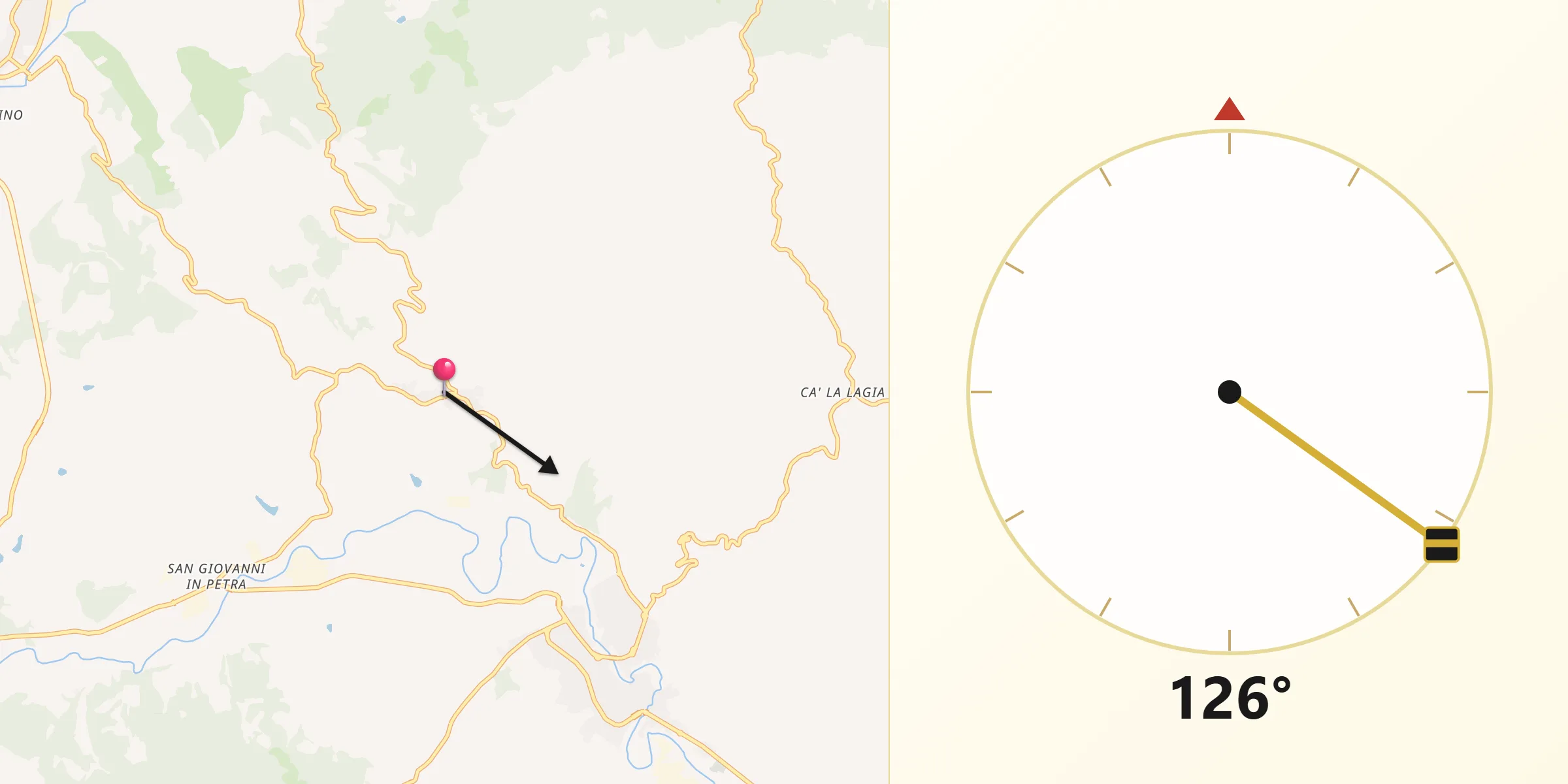 Direzione della Qibla da Peglio