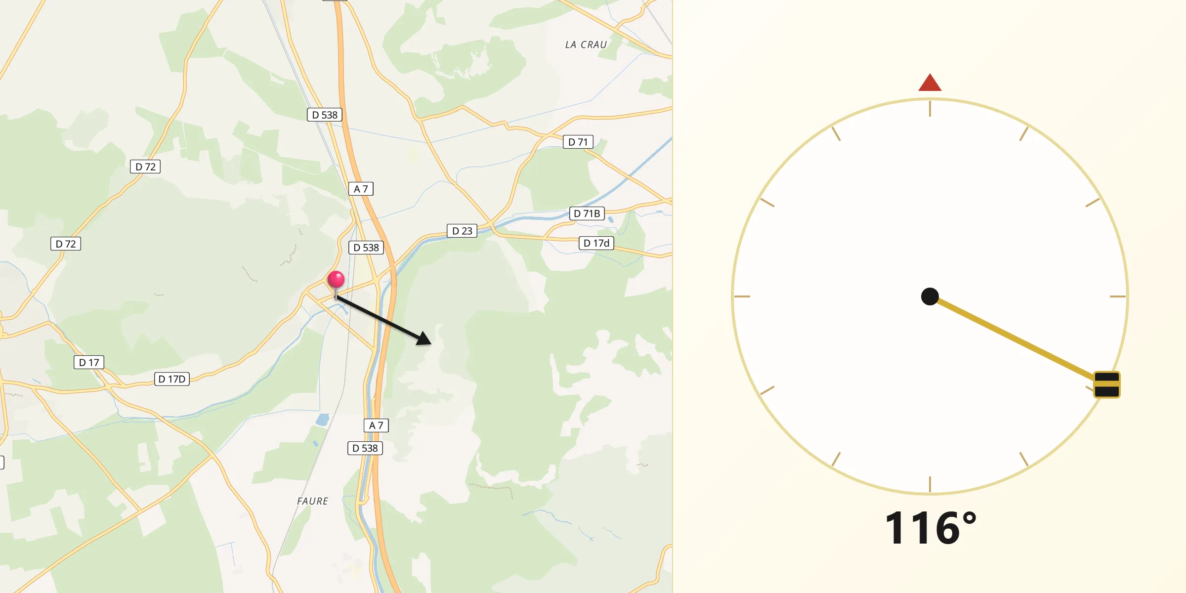 Direction vers la Qibla depuis Lamanon