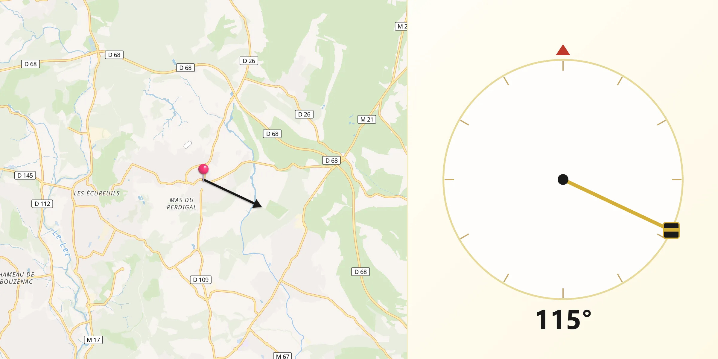 Direction vers la Qibla depuis Assas