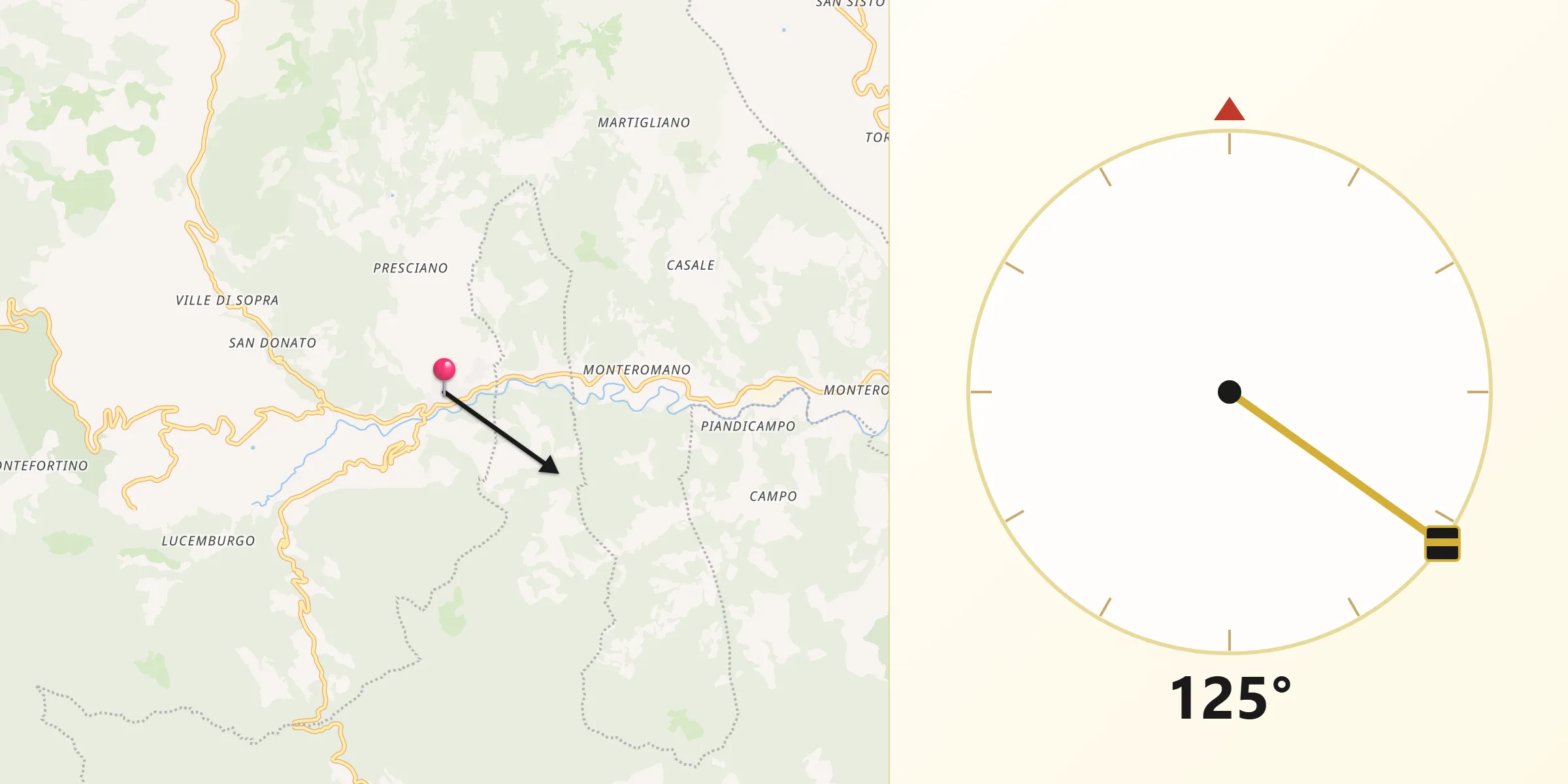 Direzione della Qibla da Sestino