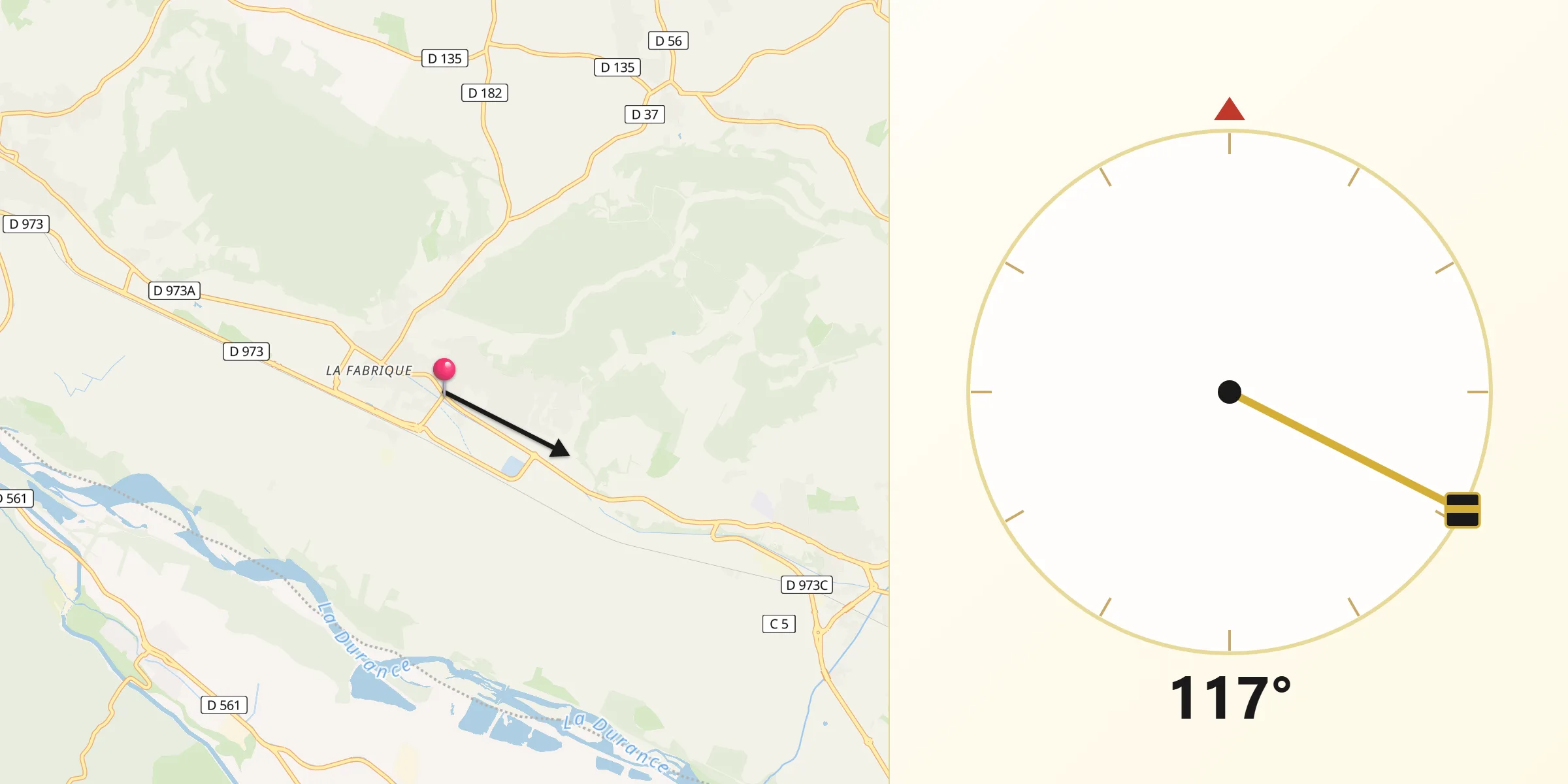 Direction vers la Qibla depuis Villelaure