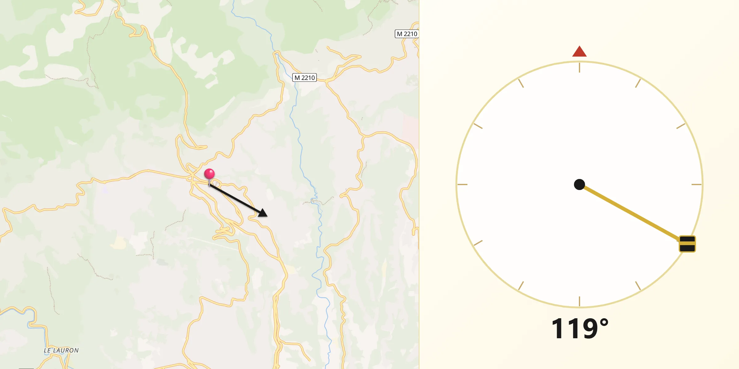 Direction vers la Qibla depuis Vence