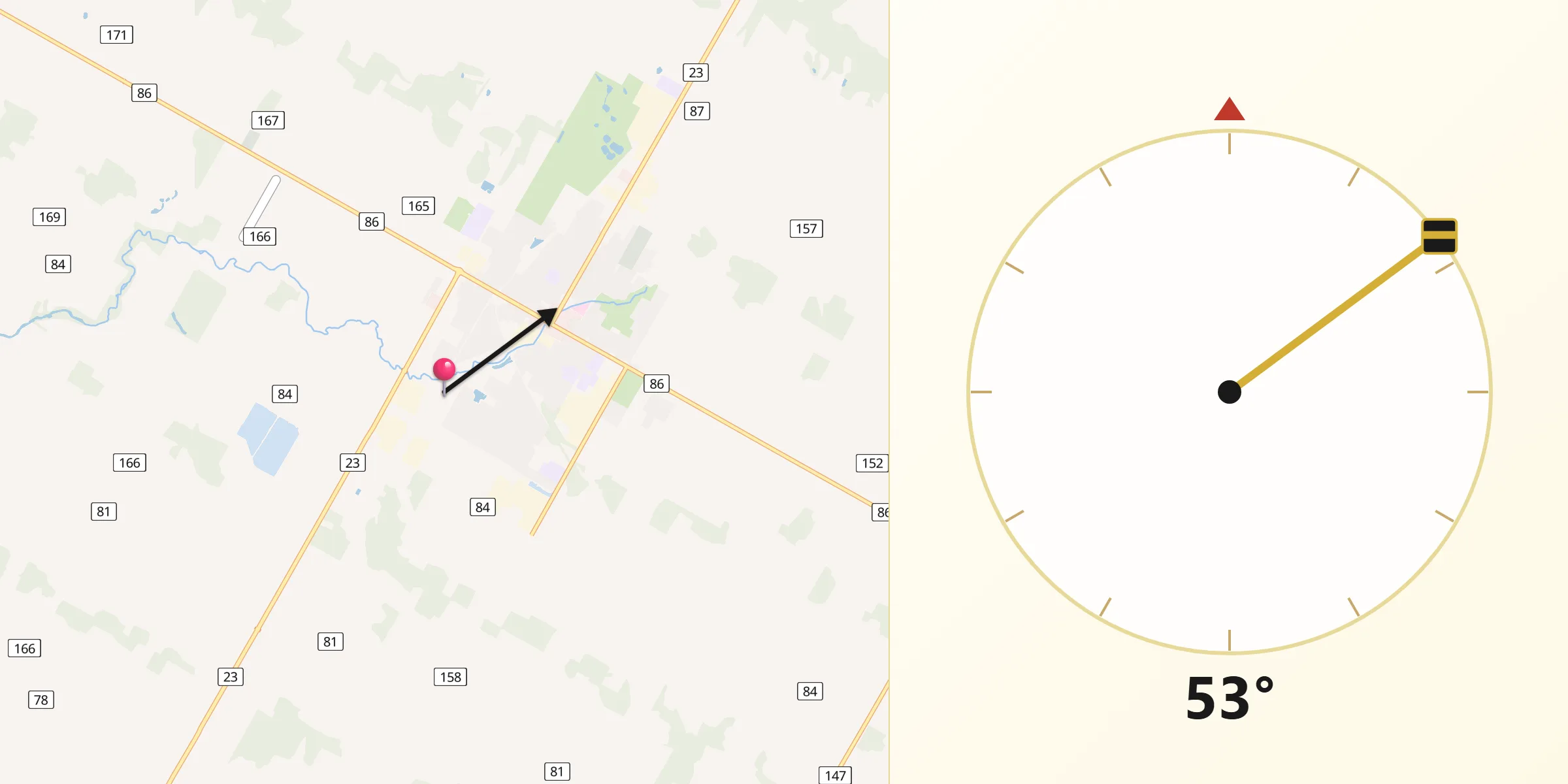 Qibla Direction from North Perth