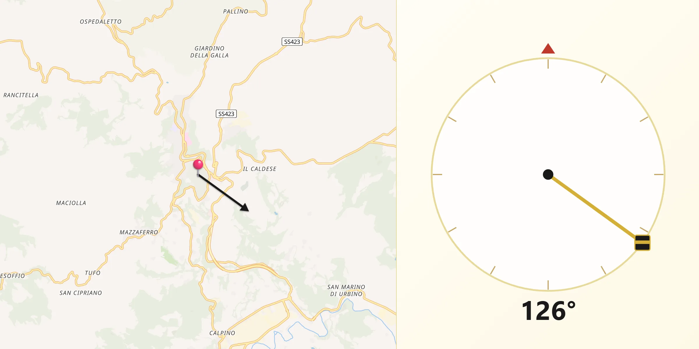 Direzione della Qibla da Urbino