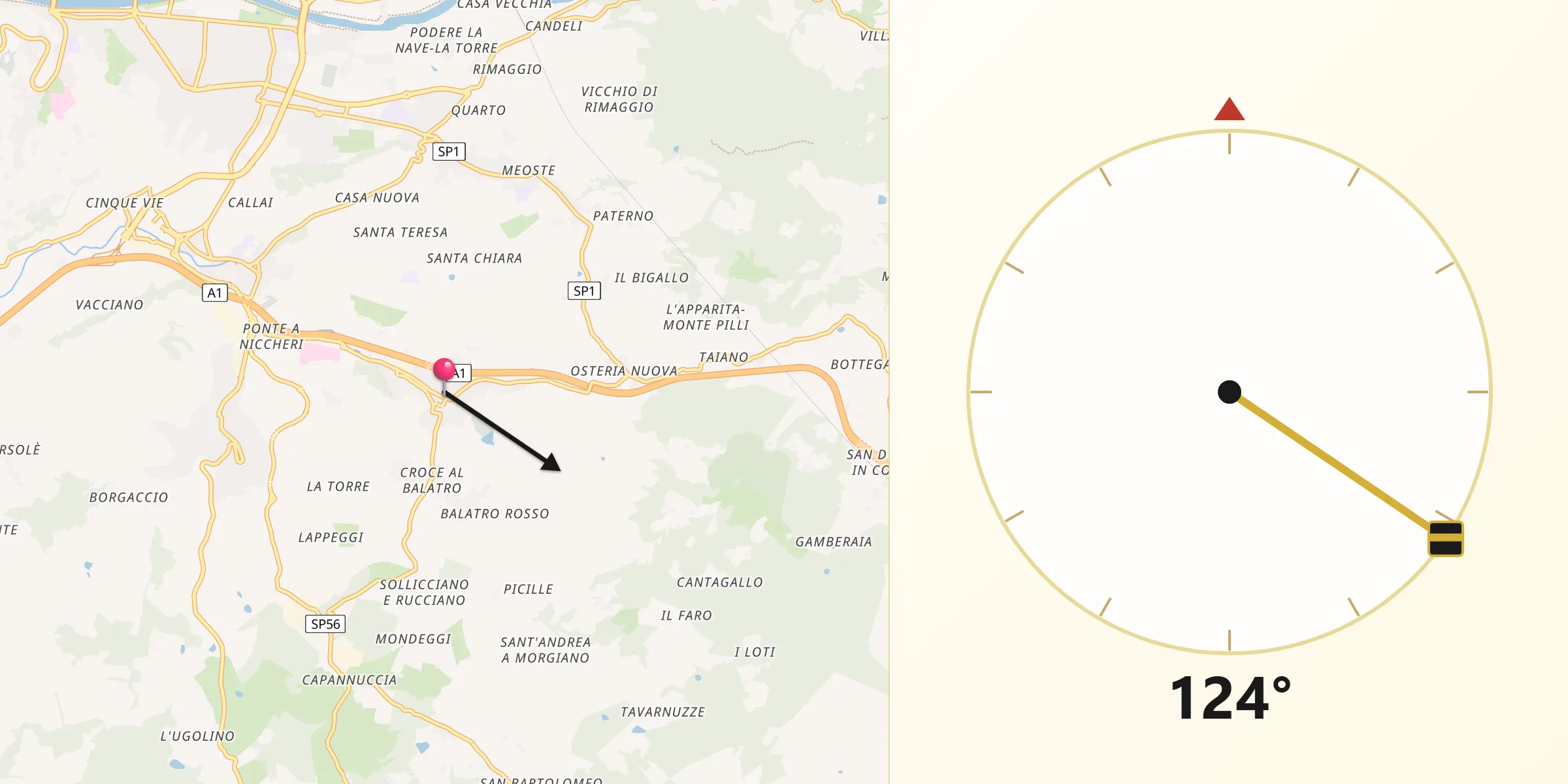 Direzione della Qibla da Antella