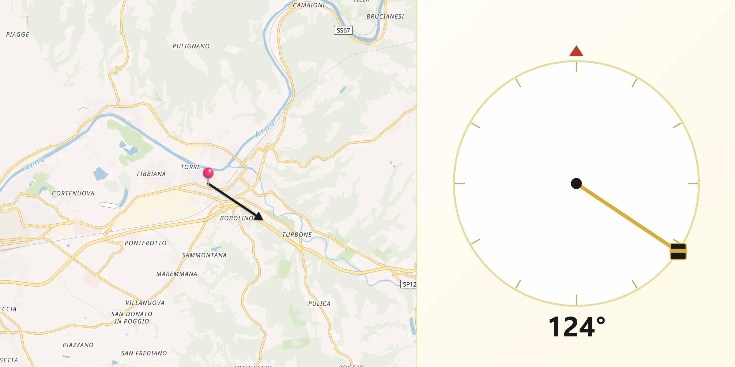 Direzione della Qibla da Montelupo Fiorentino