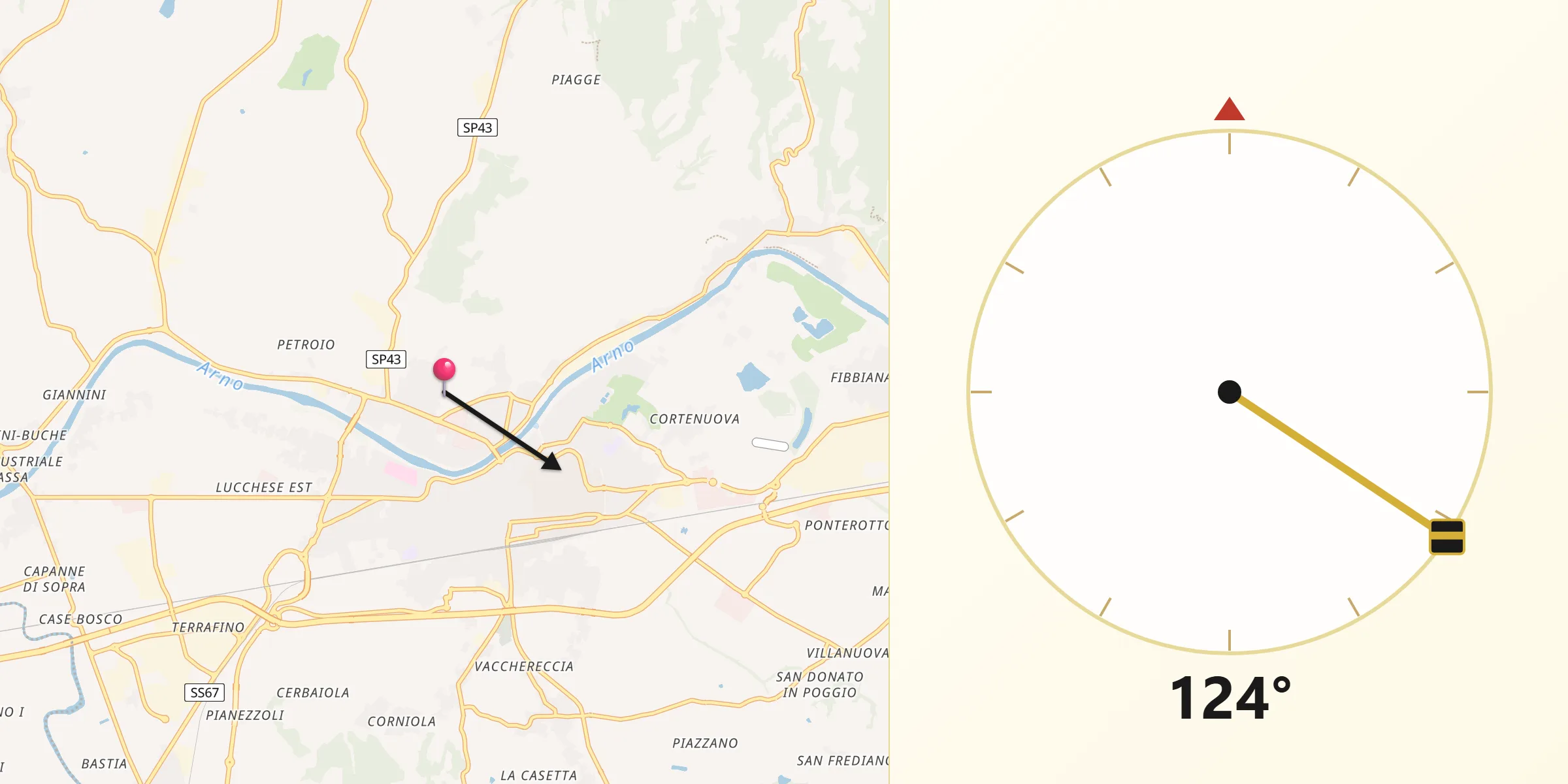 Direzione della Qibla da Spicchio-Sovigliana