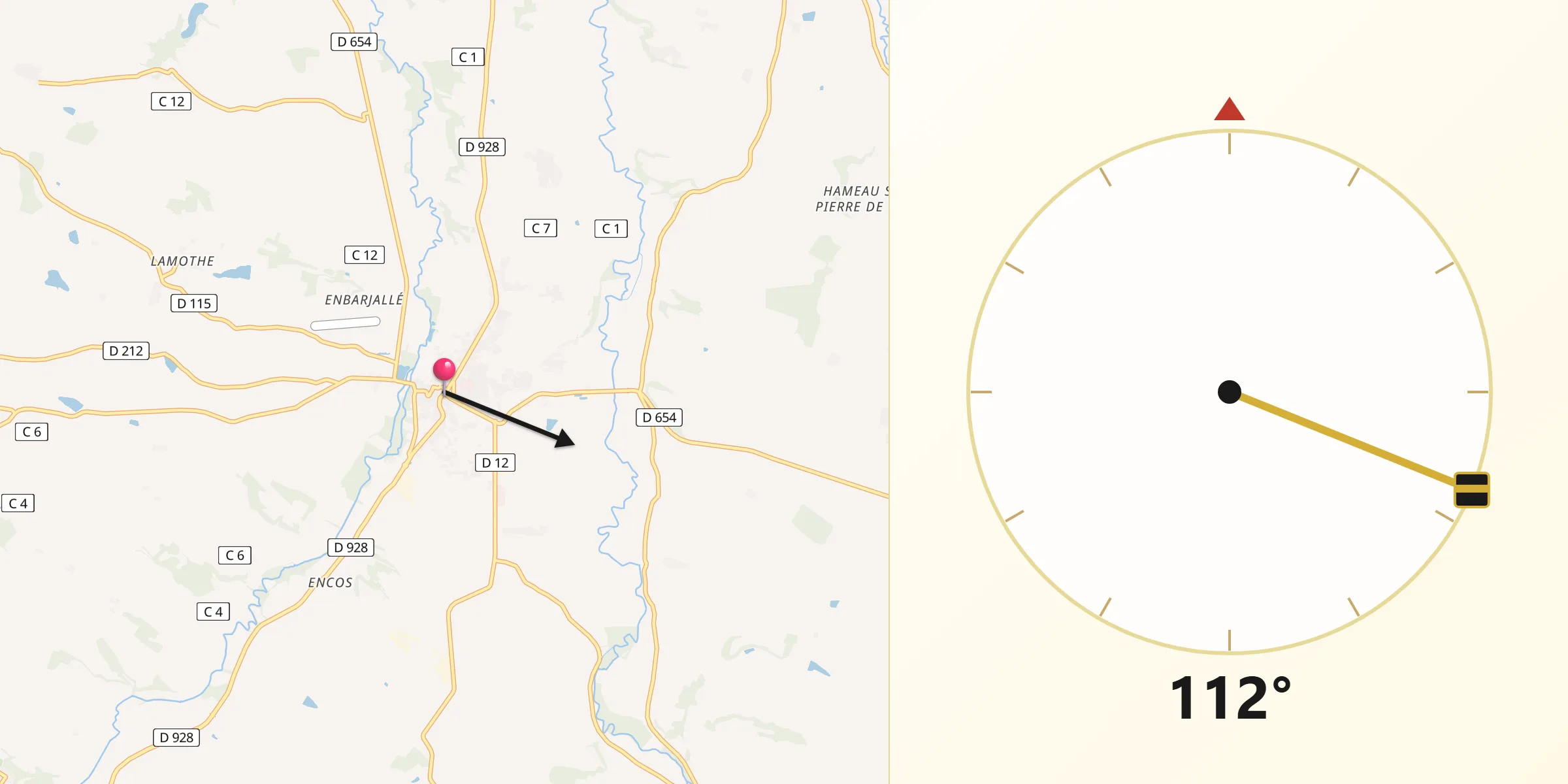 Direction vers la Qibla depuis Mauvezin