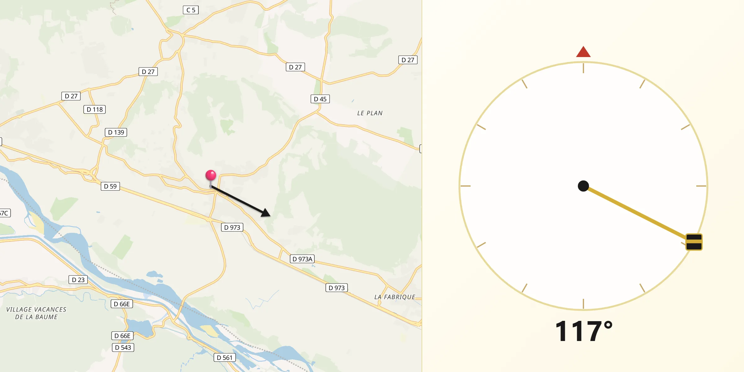 Direction vers la Qibla depuis Cadenet
