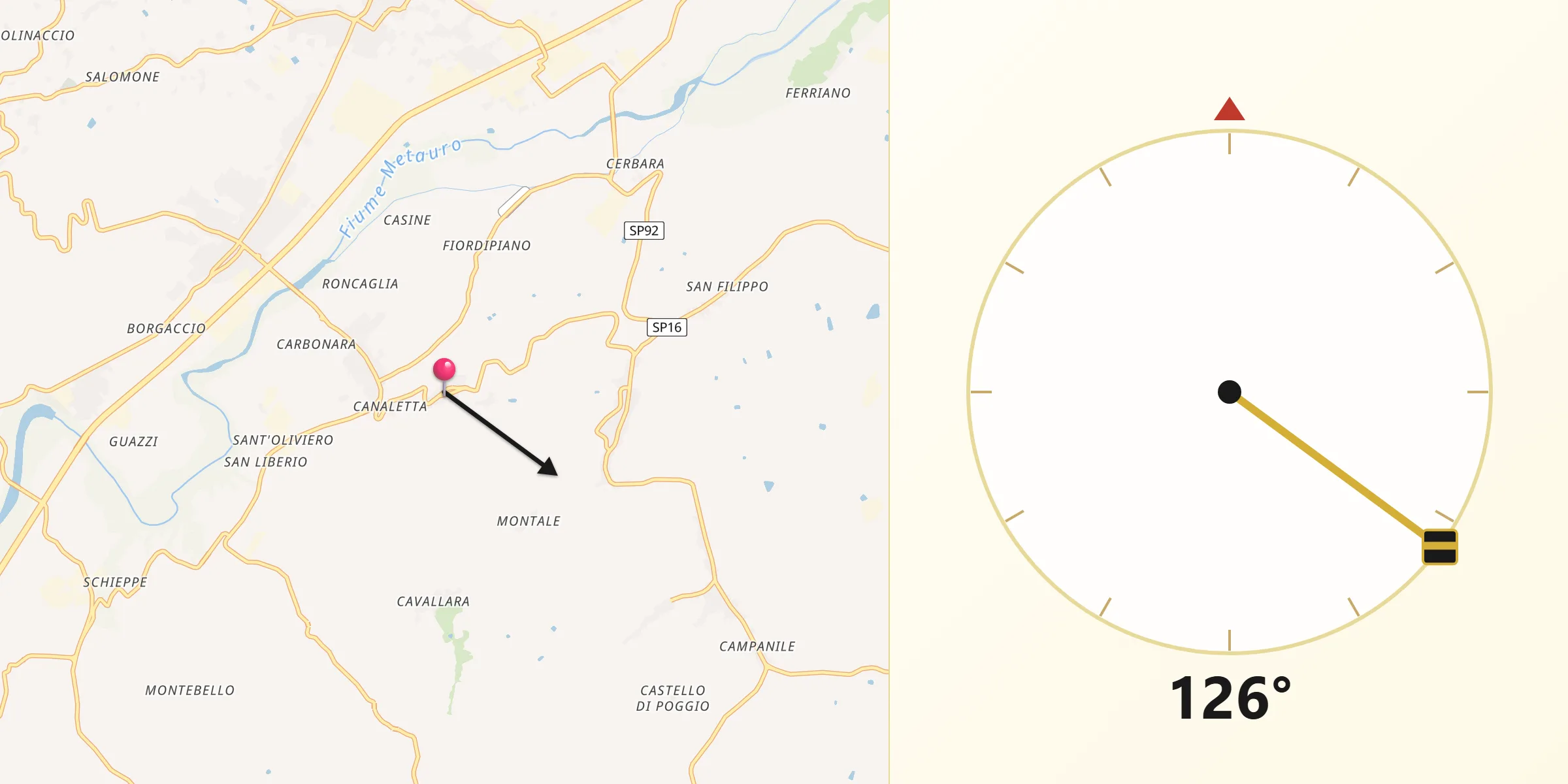 Direzione della Qibla da Montemaggiore al Metauro
