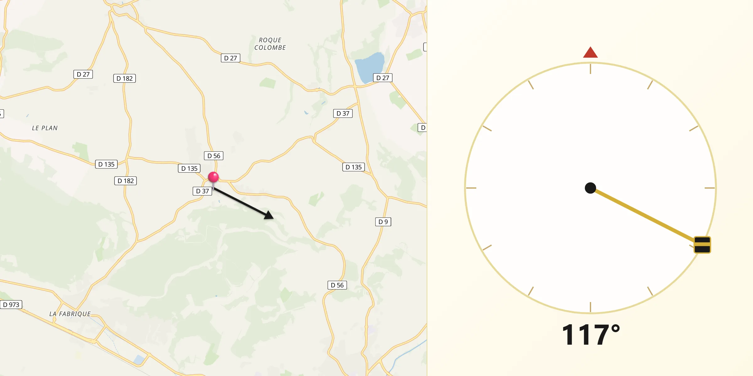 Direction vers la Qibla depuis Ansouis