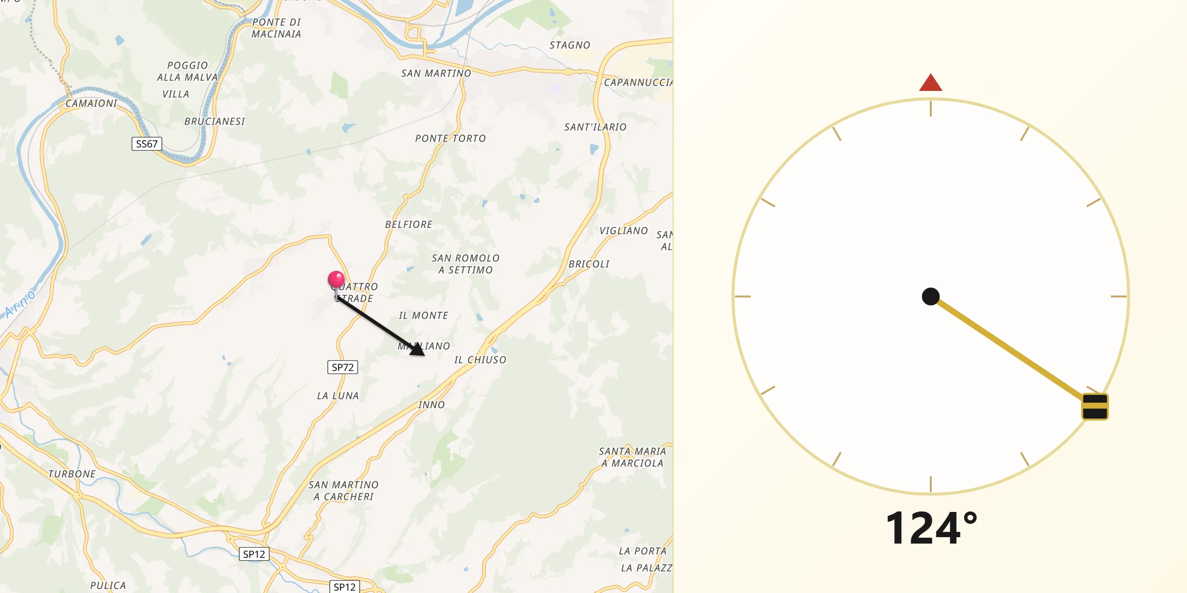 Direzione della Qibla da Quattro Strade