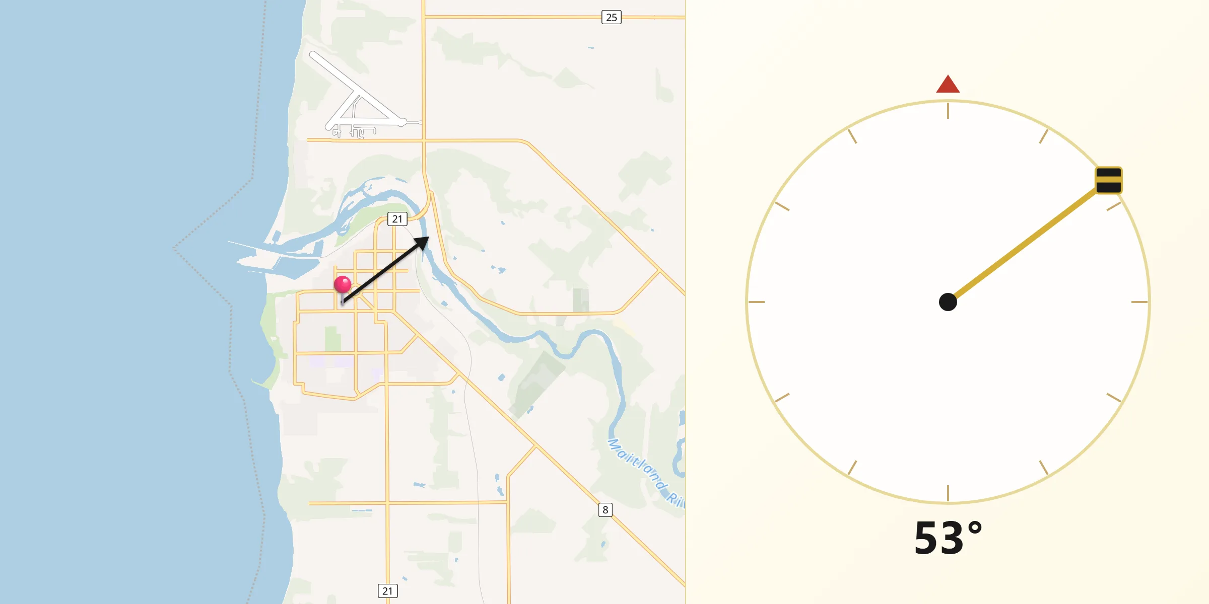 Qibla Direction from Goderich
