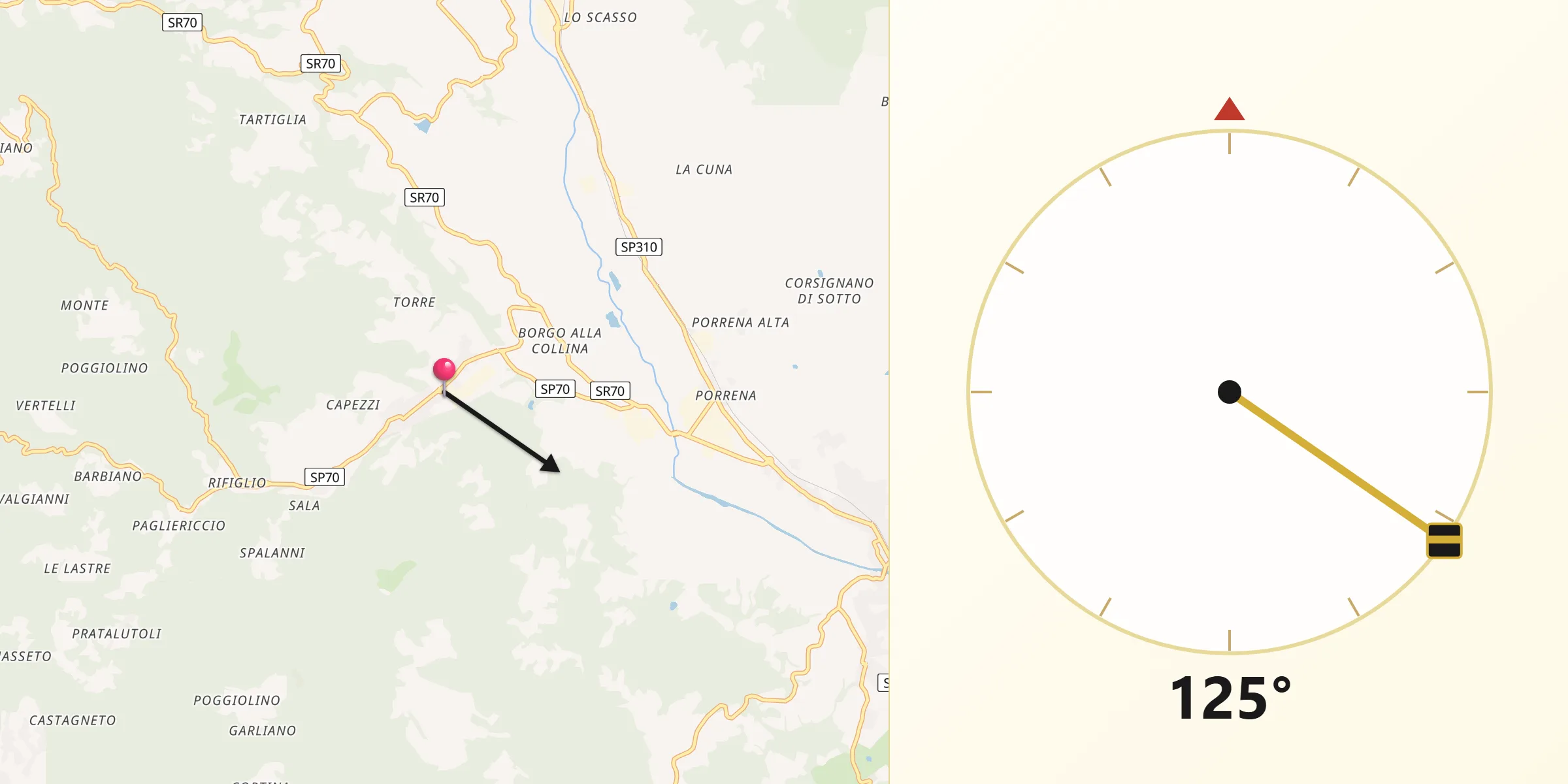 Direzione della Qibla da Strada