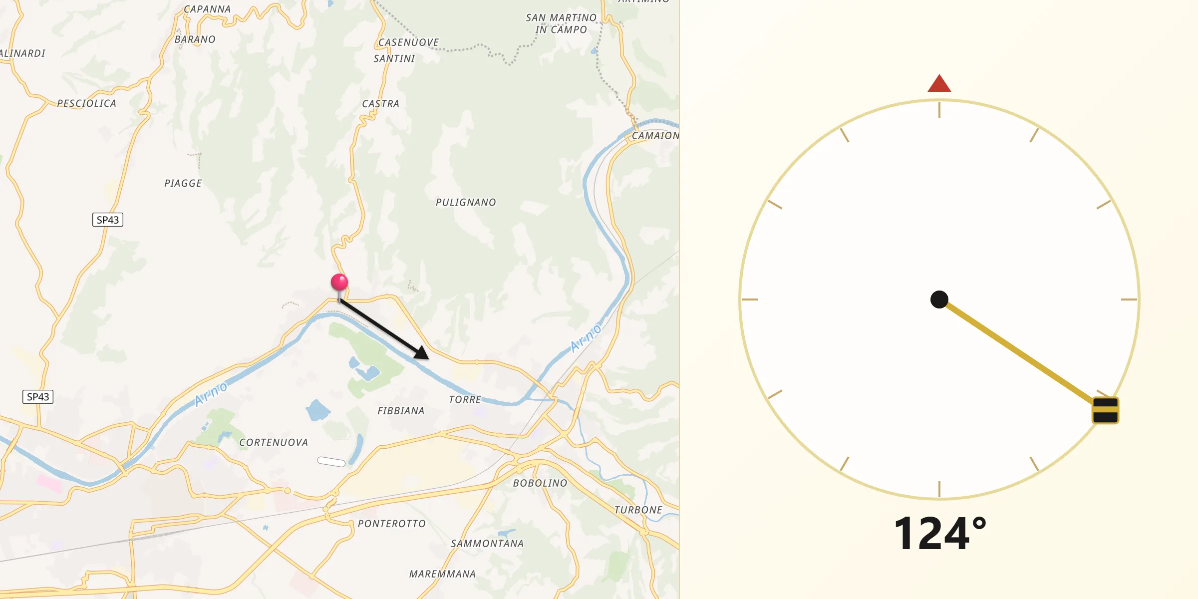 Direzione della Qibla da Capraia e Limite
