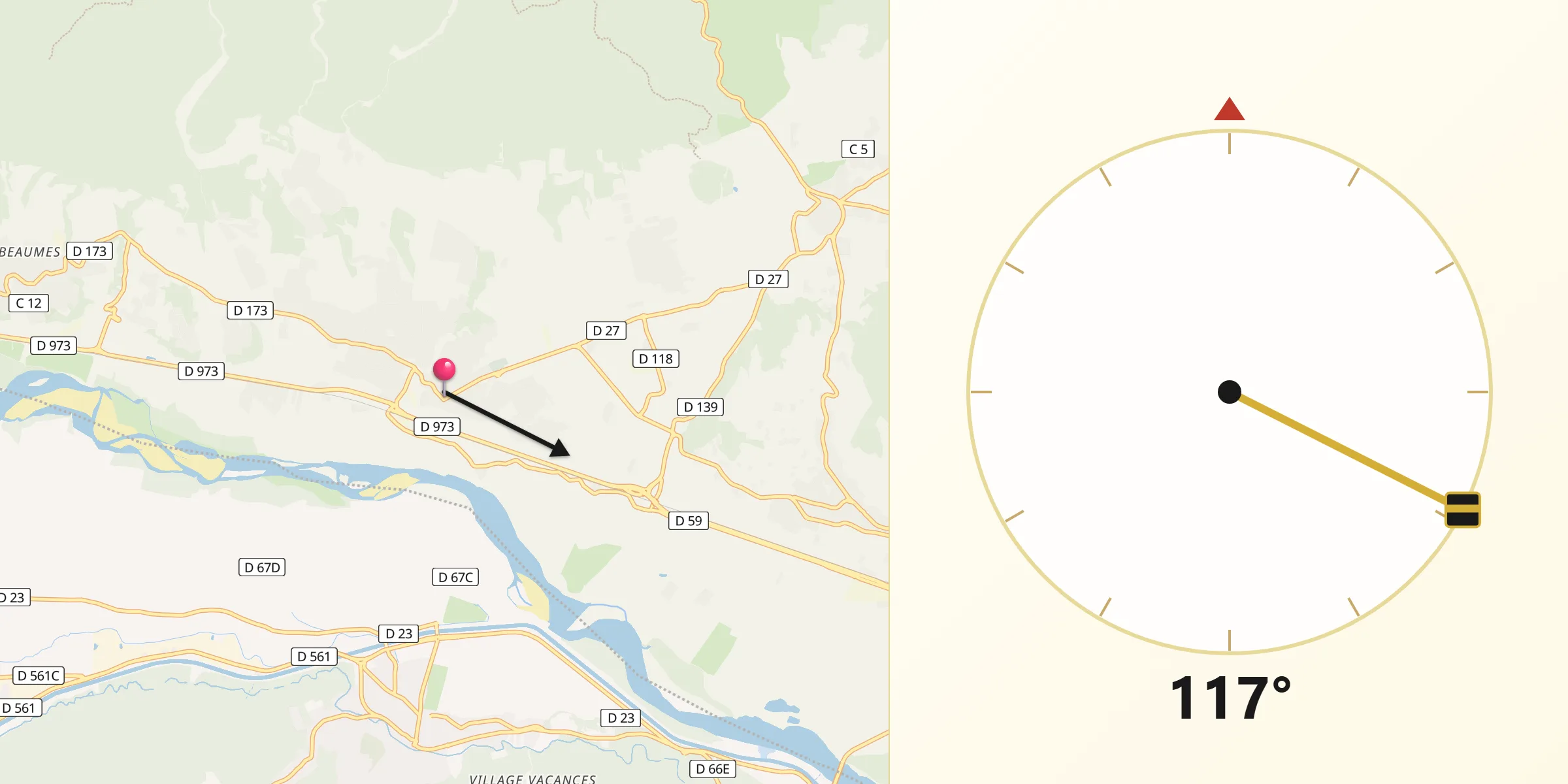 Direction vers la Qibla depuis Lauris