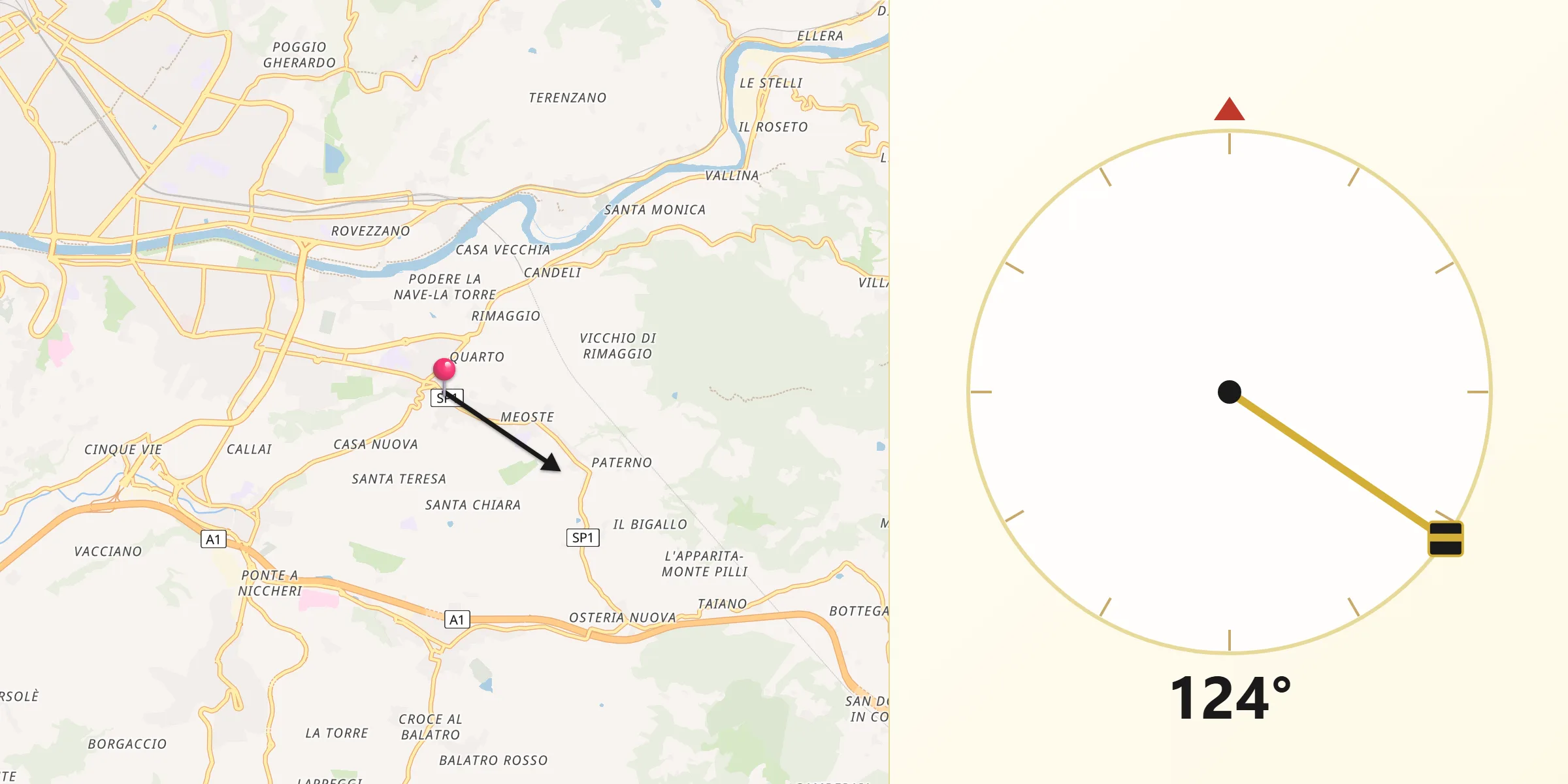 Direzione della Qibla da Bagno a Ripoli