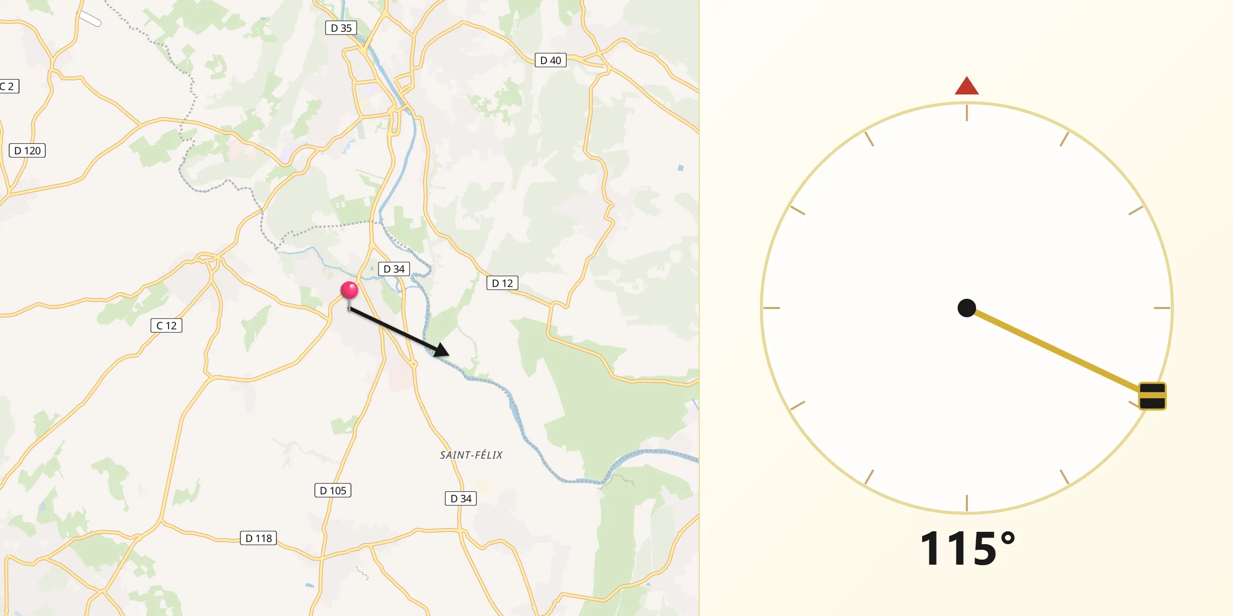 Direction vers la Qibla depuis Boisseron