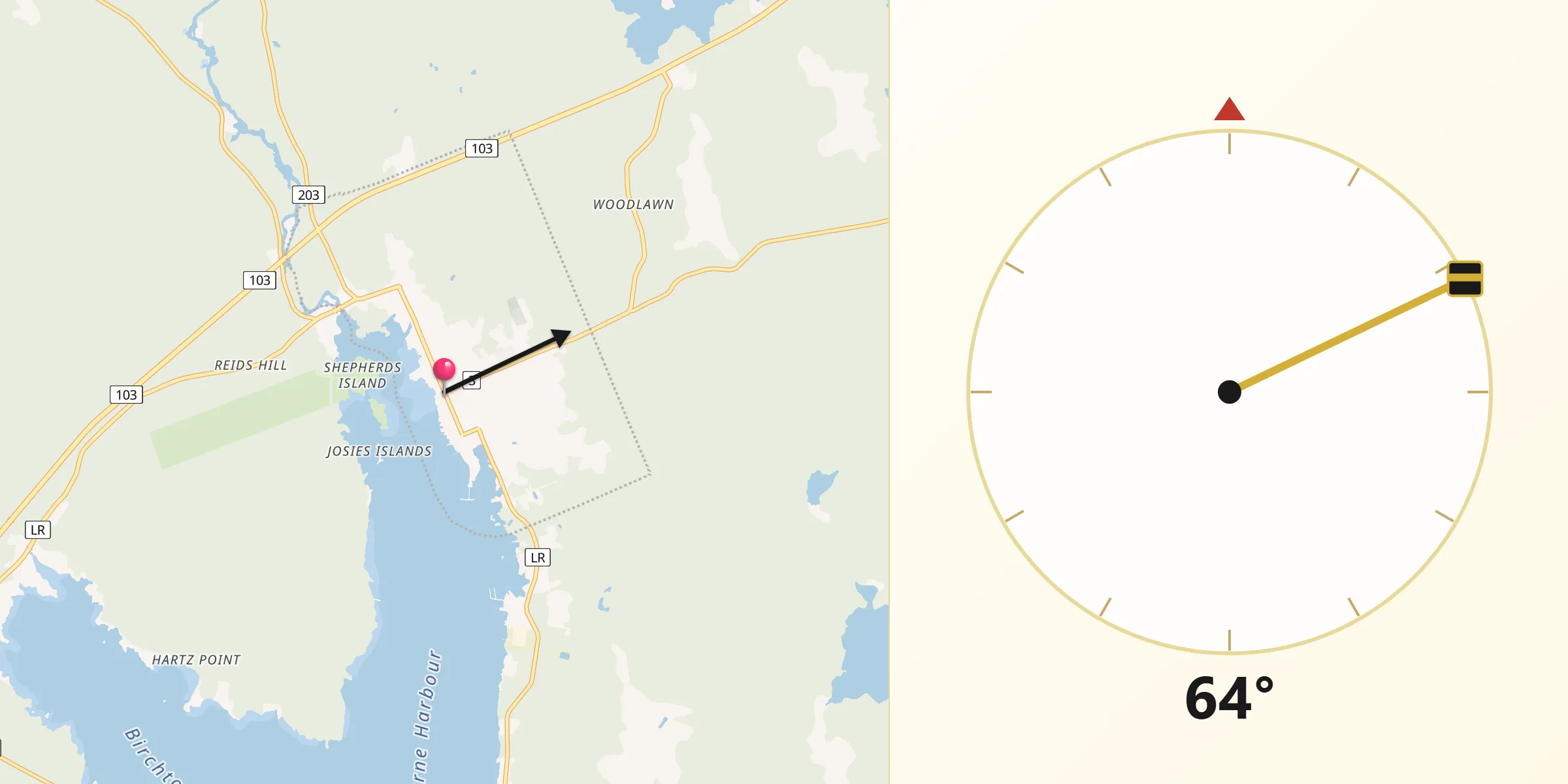 Qibla Direction from Shelburne