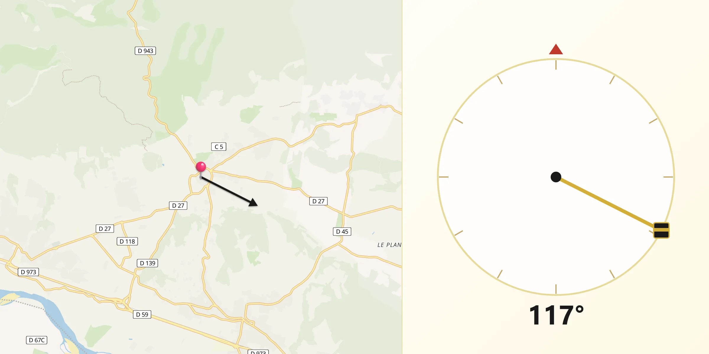Direction vers la Qibla depuis Lourmarin