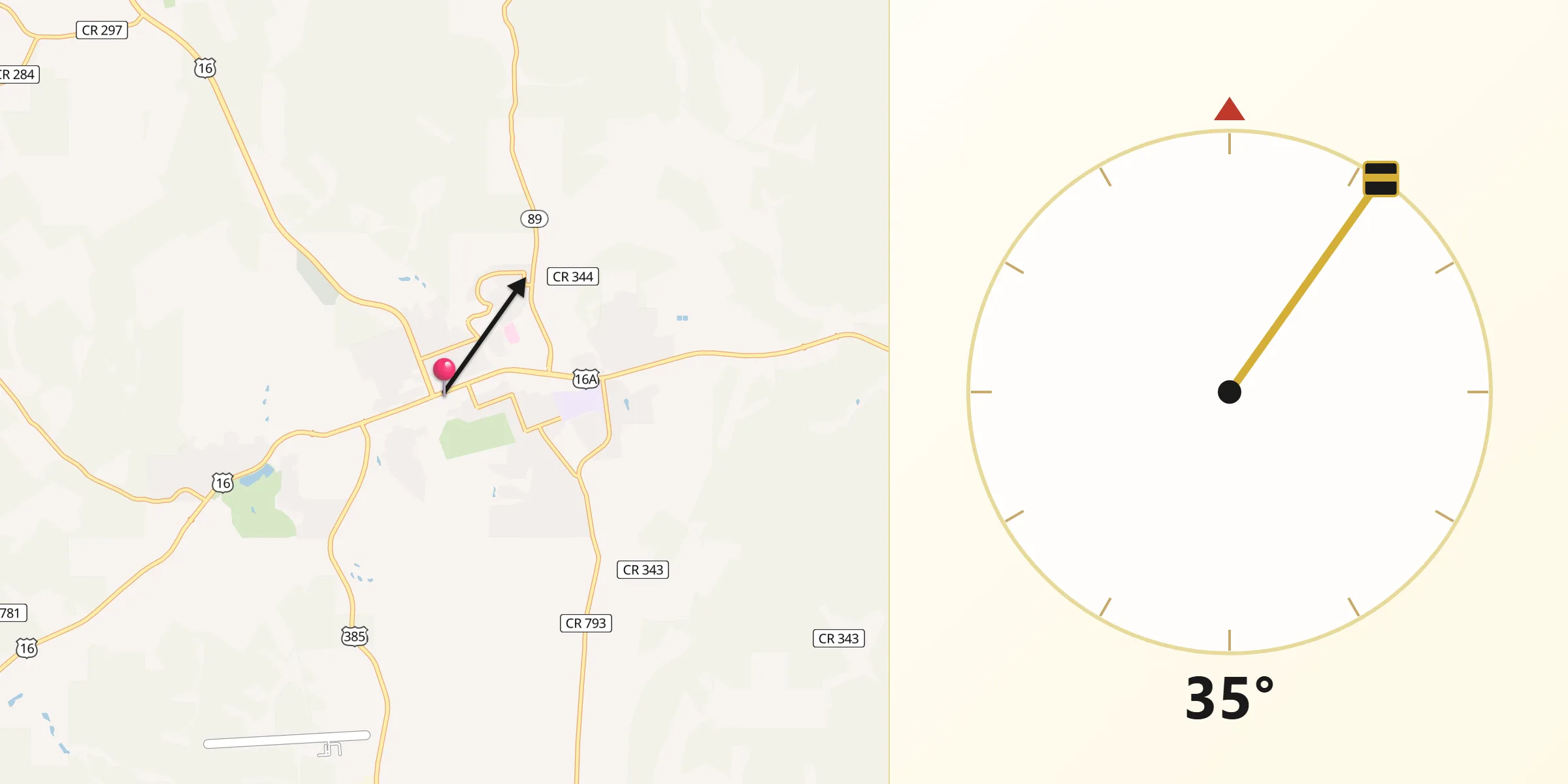 Qibla Direction from Custer