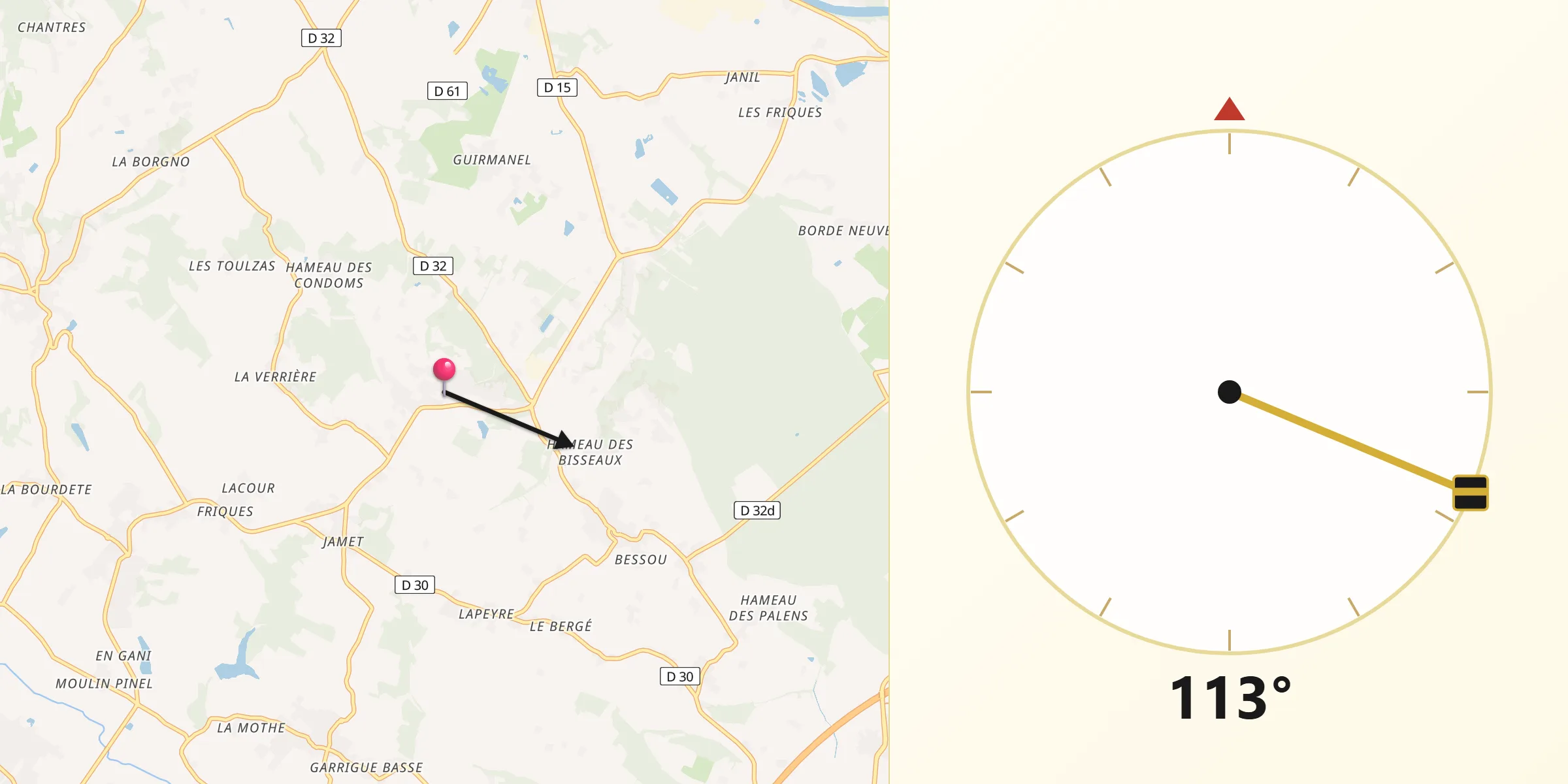 Direction vers la Qibla depuis Montjoire