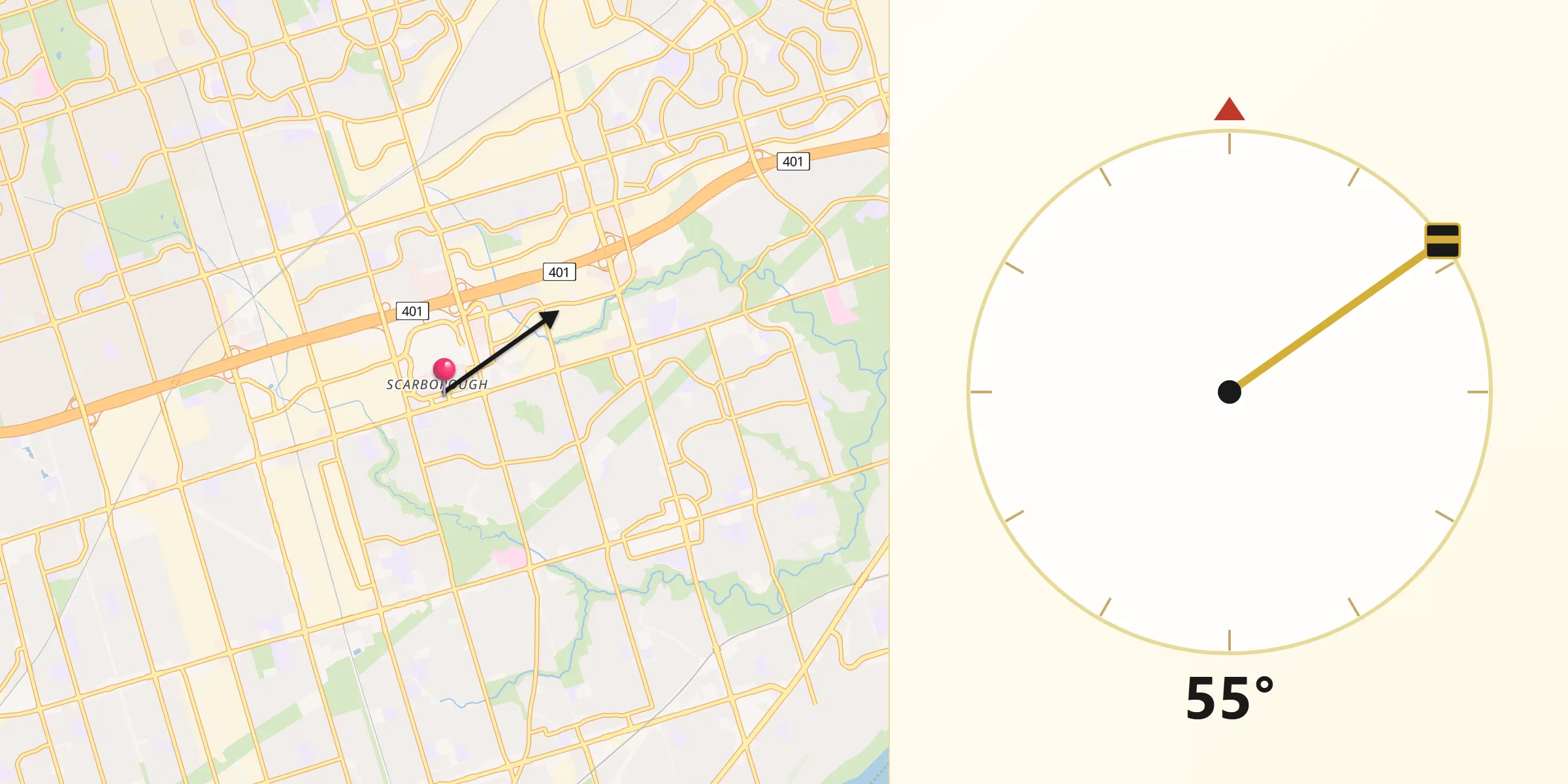 Qibla Direction from Scarborough