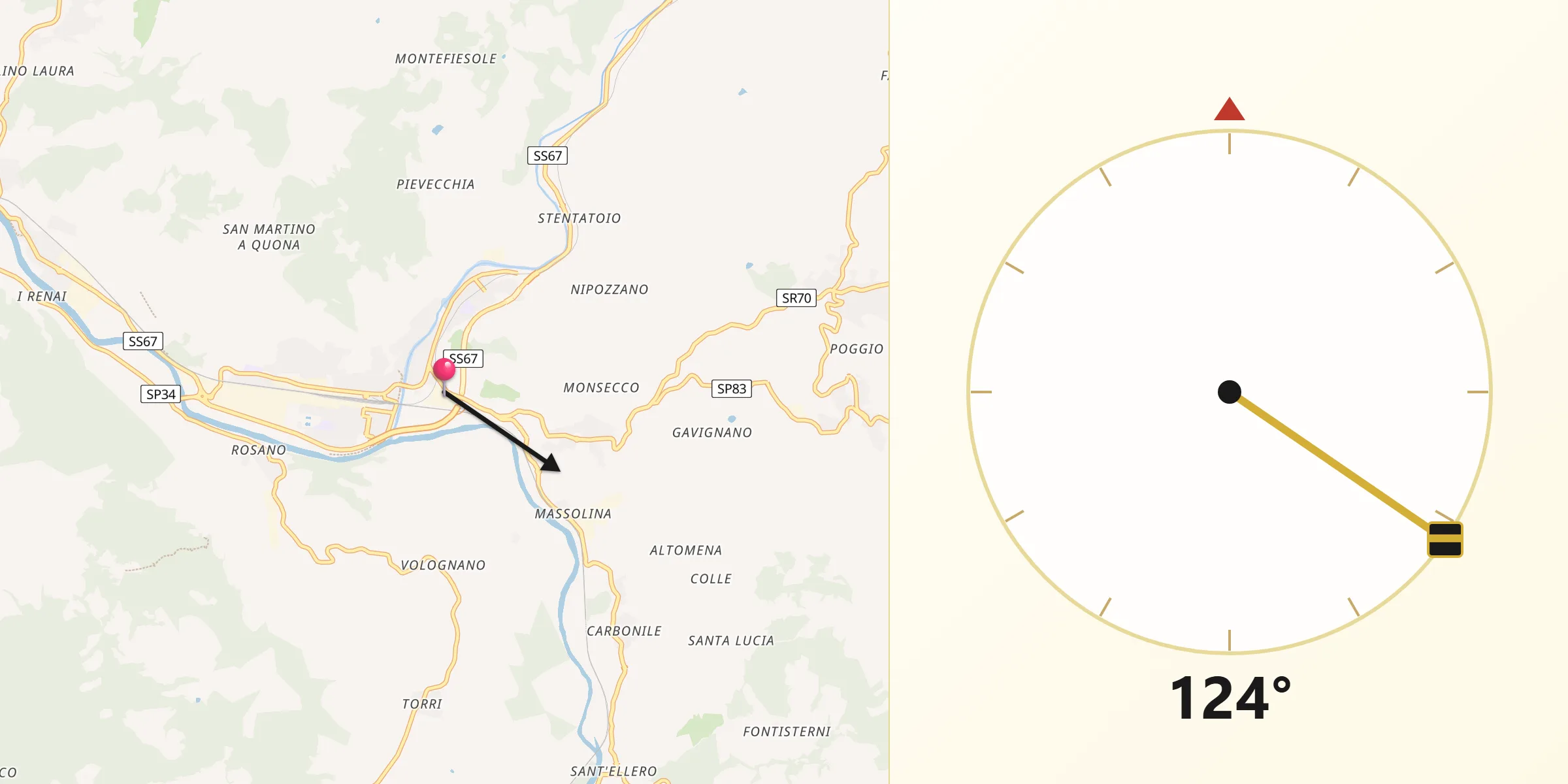 Direzione della Qibla da San Francesco