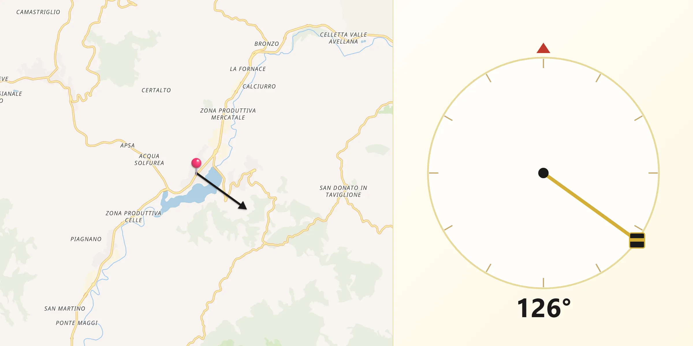 Direzione della Qibla da Mercatale
