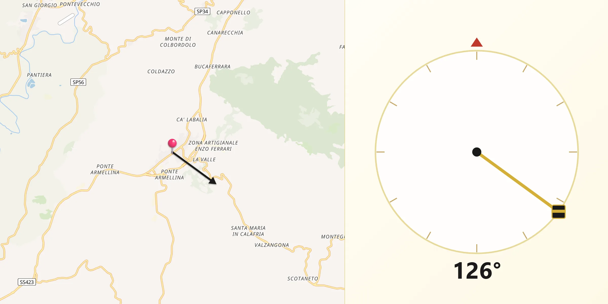 Direzione della Qibla da Gallo