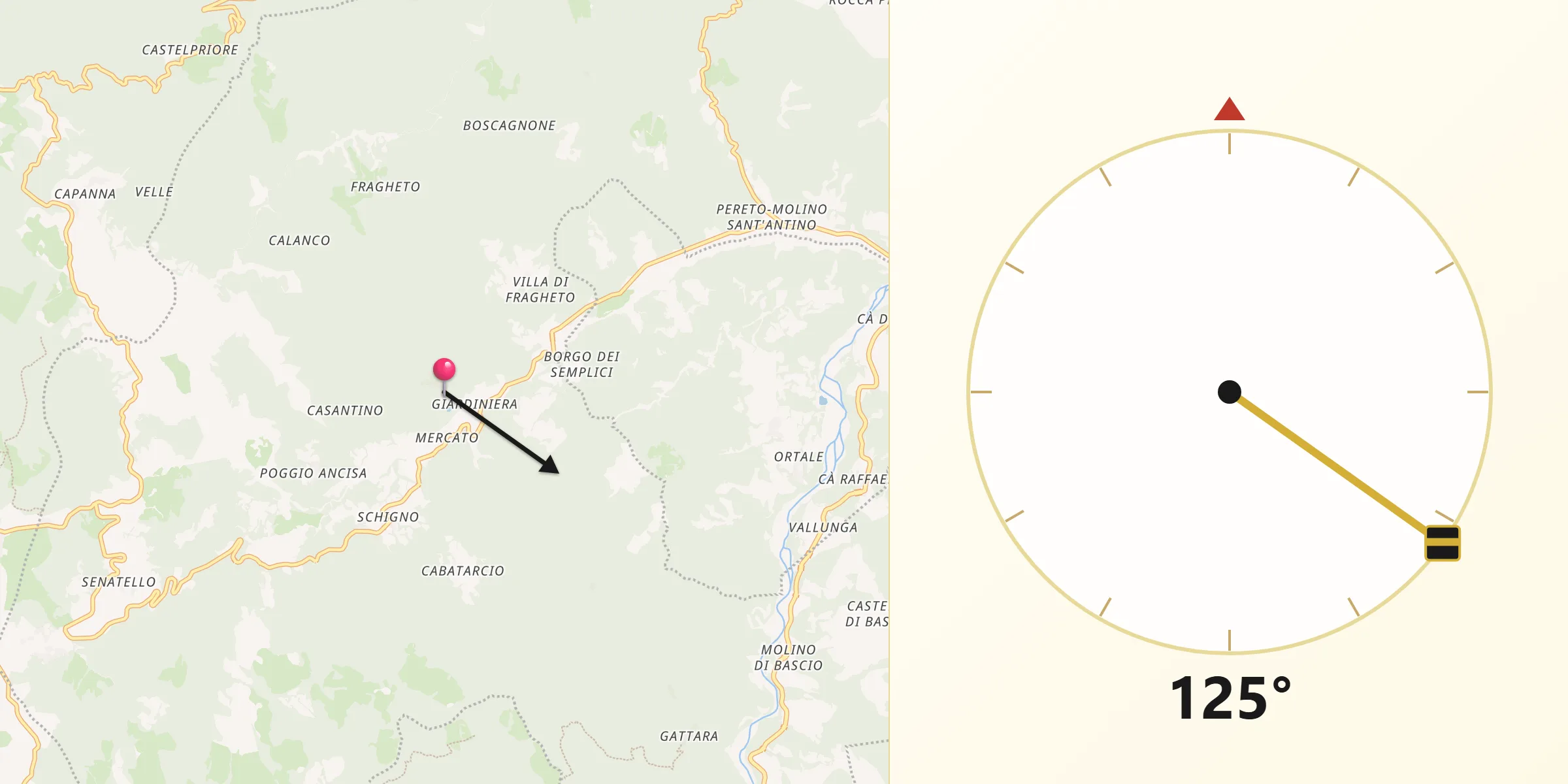 Direzione della Qibla da Casteldelci