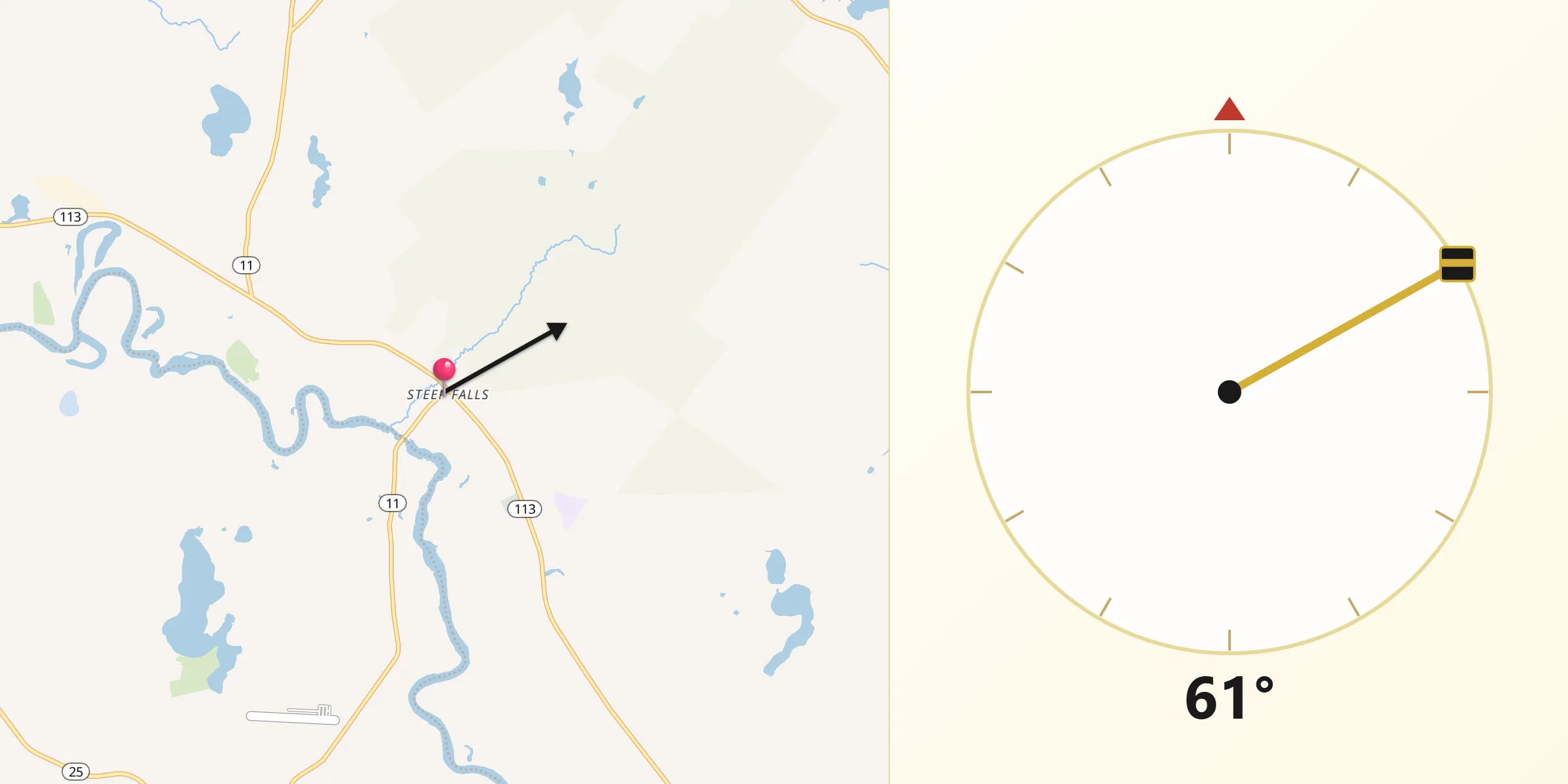 Qibla Direction from Steep Falls