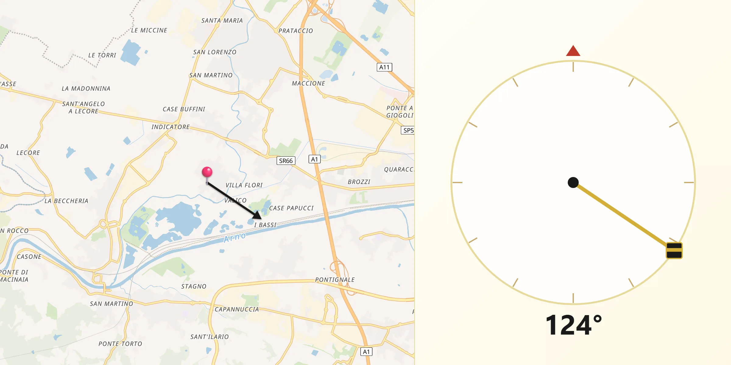 Direzione della Qibla da San Mauro