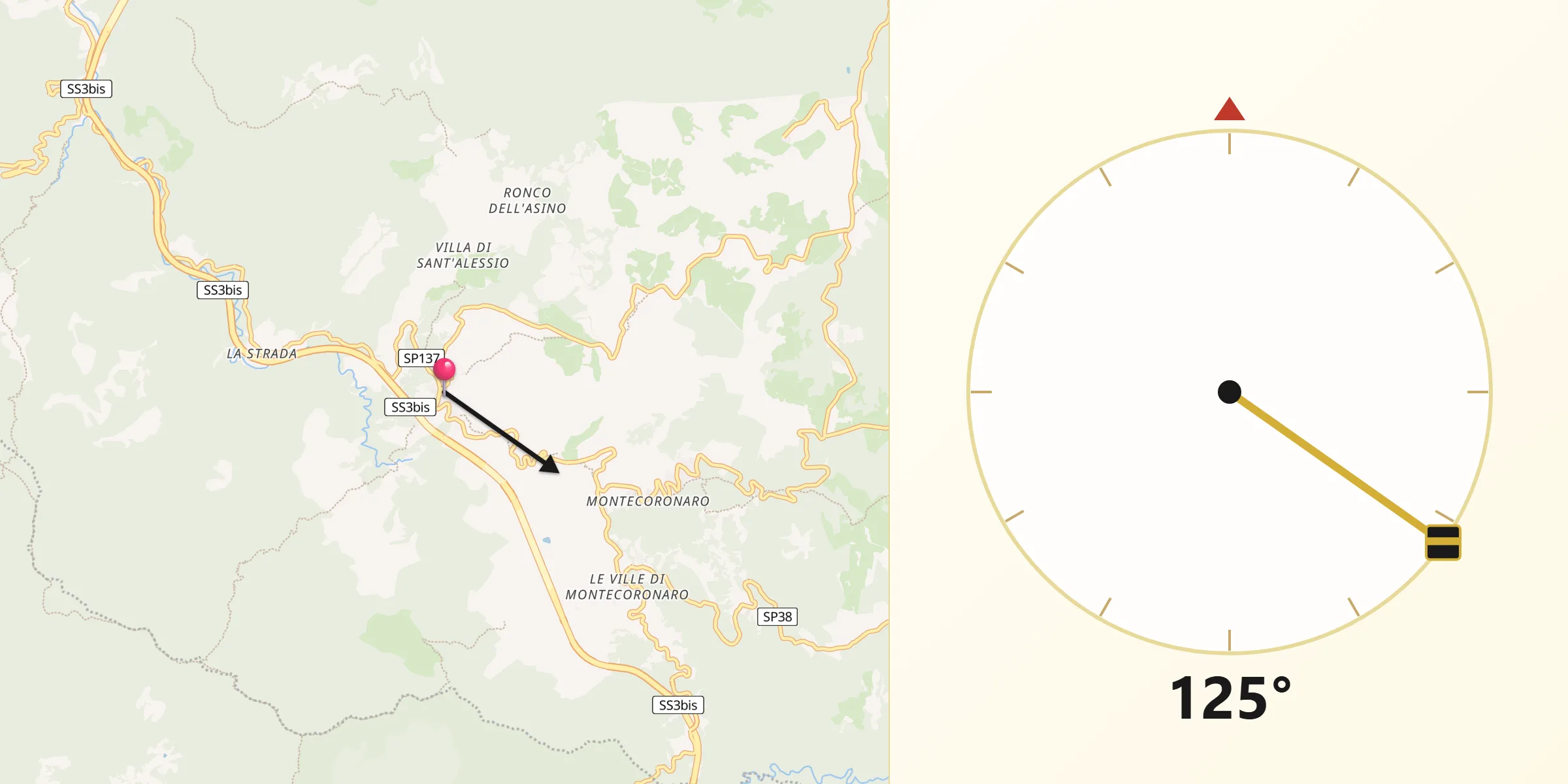 Direzione della Qibla da Verghereto