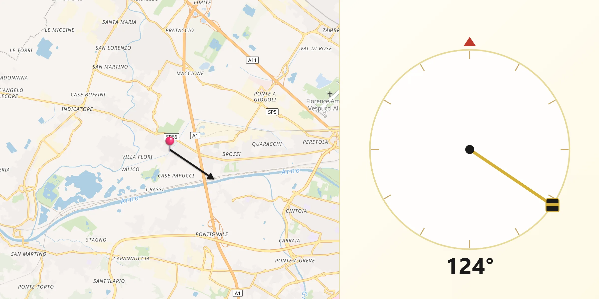 Direzione della Qibla da San Donnino