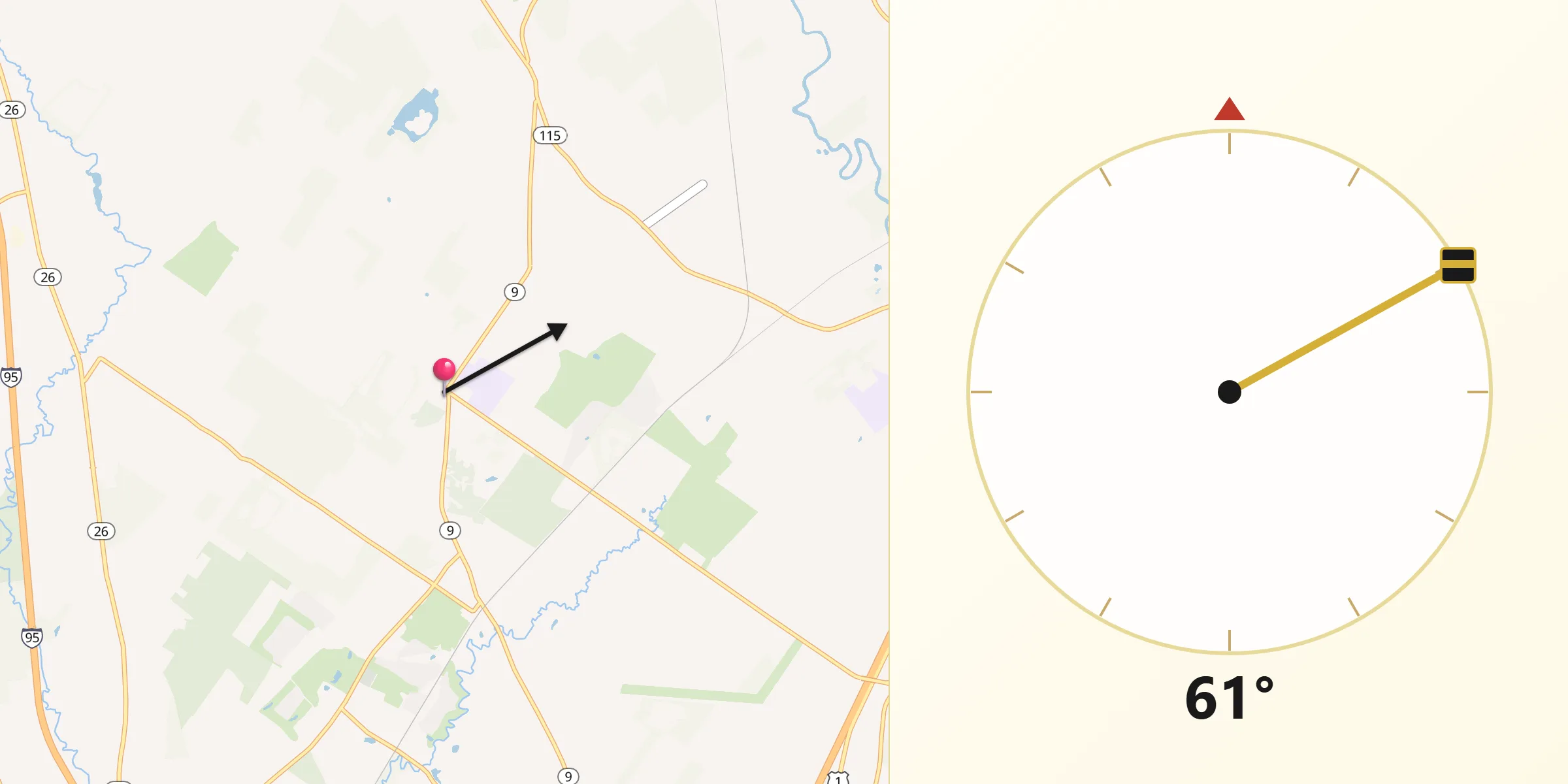 Qibla Direction from Cumberland Center