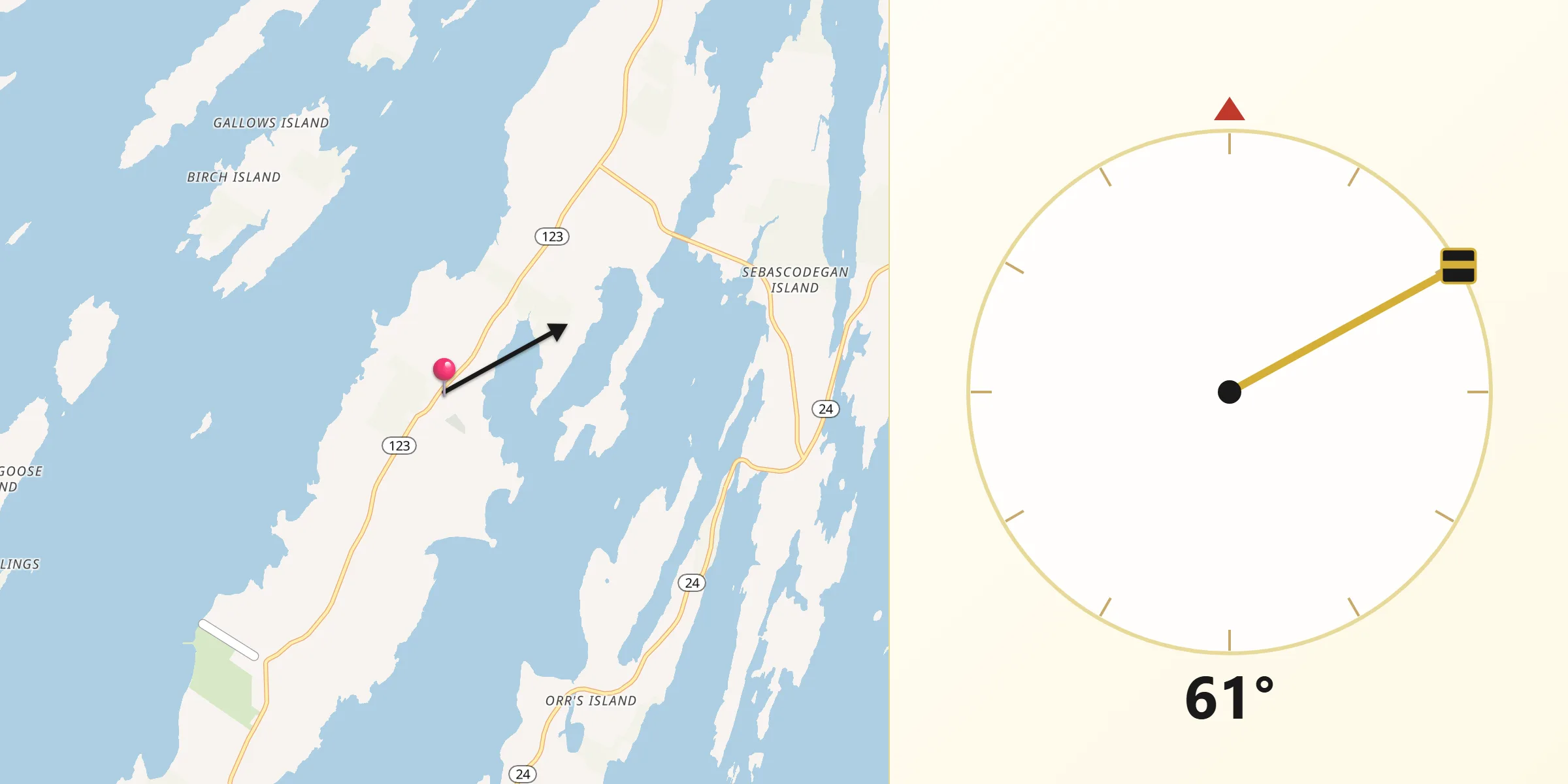 Qibla Direction from Harpswell Center